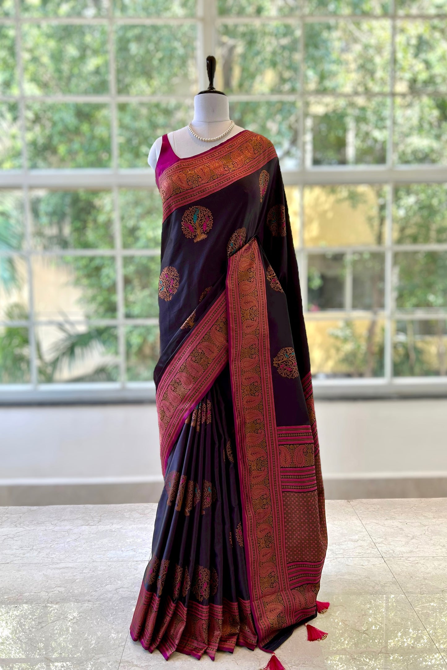 Rich brown soft silk saree