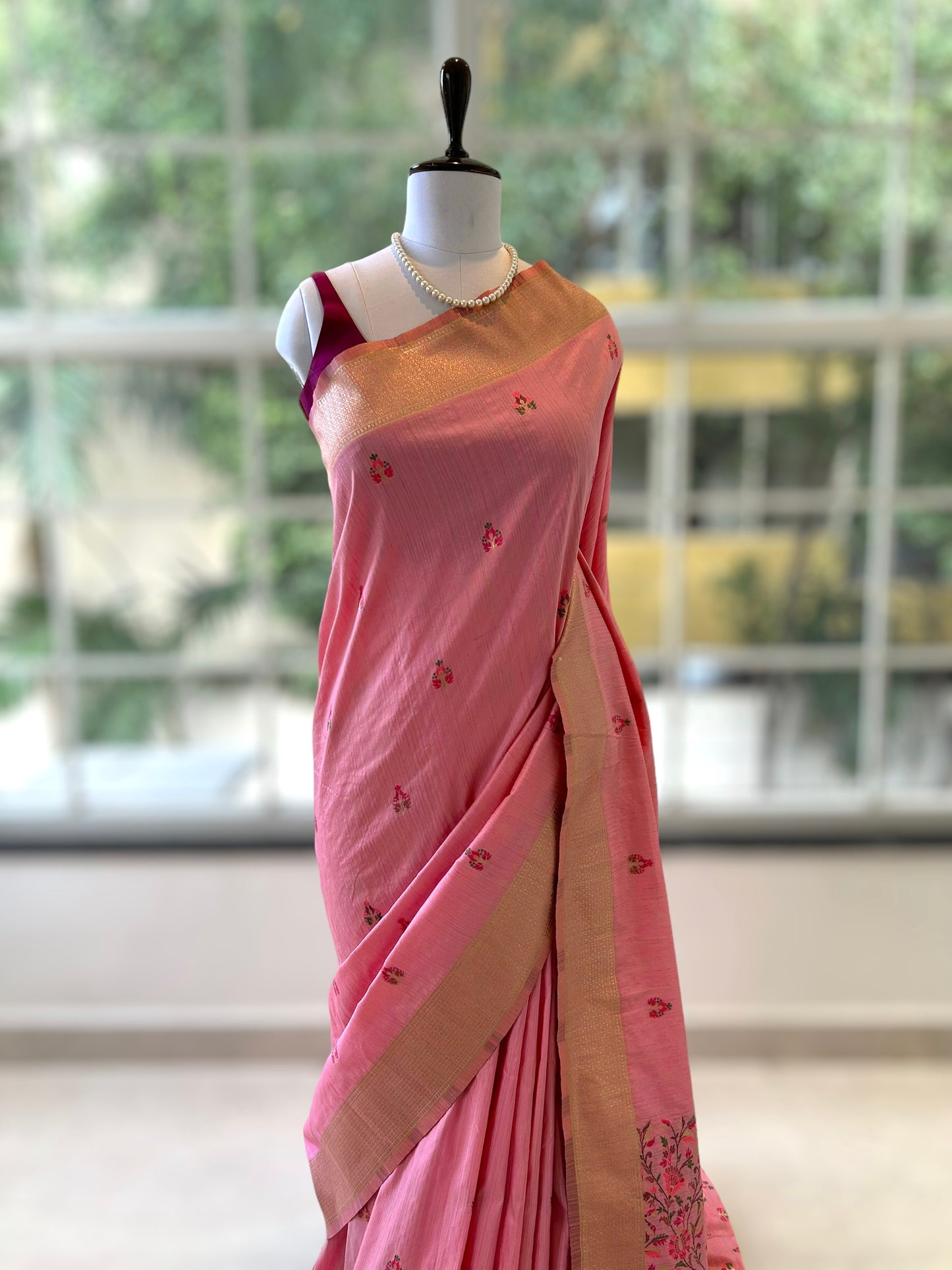 Cotton silk saree - Pink