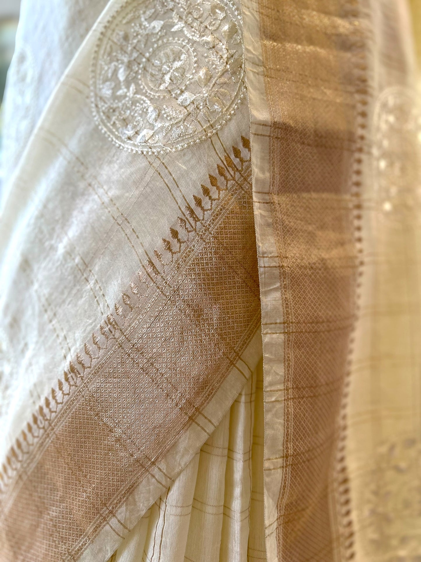 White pure soft chanderi cotton saree