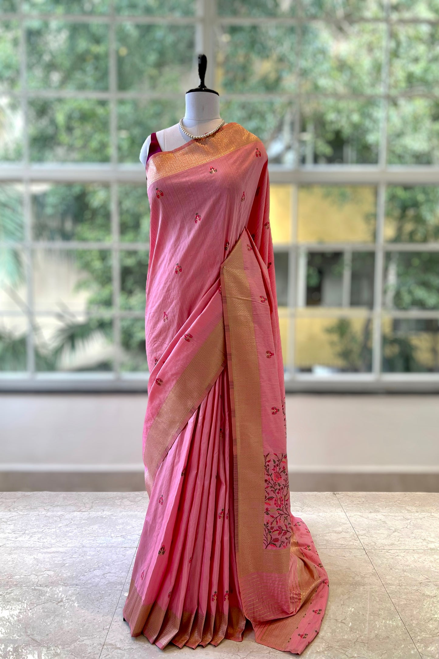 Cotton silk saree - Pink