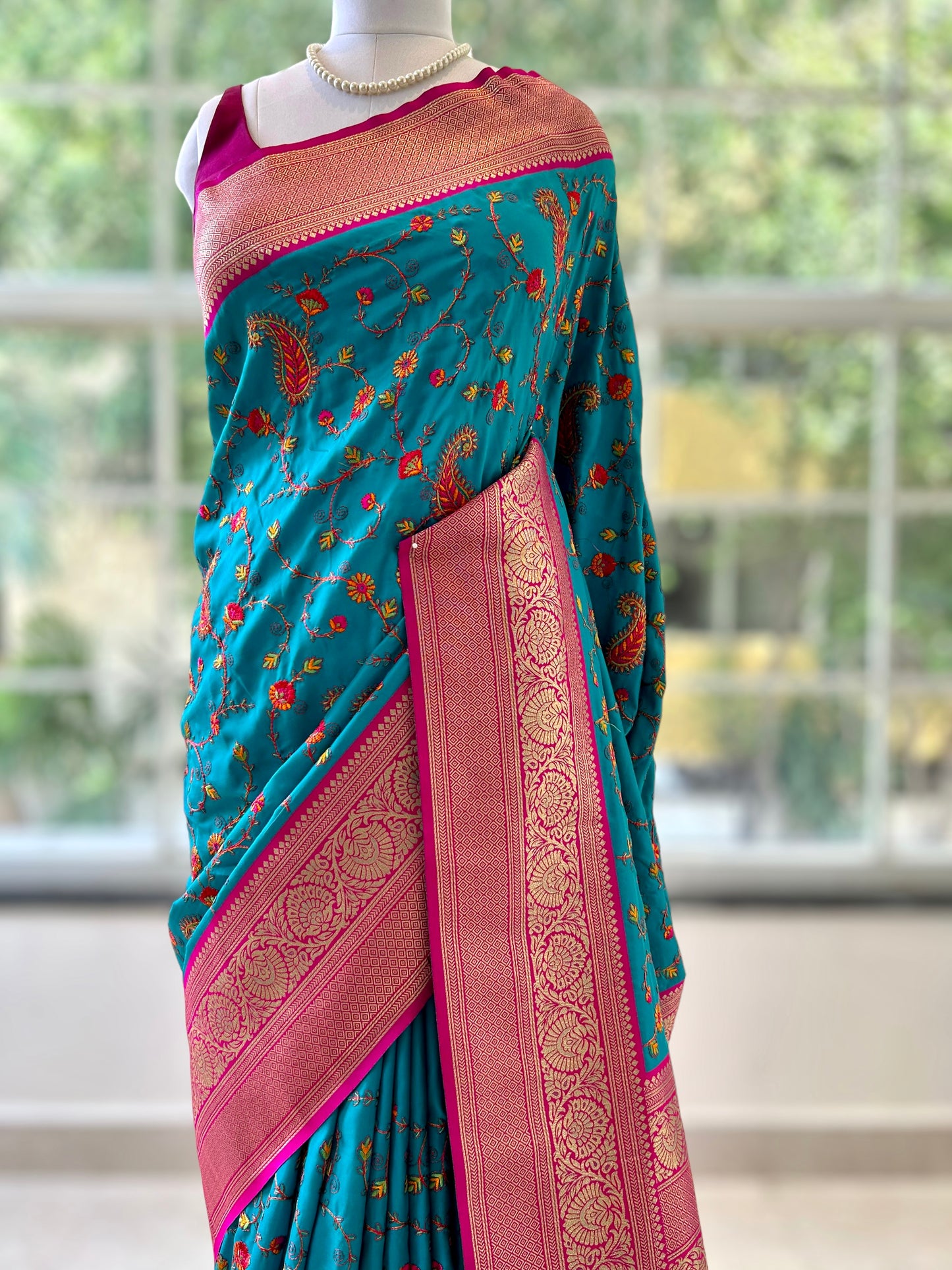 Kantha Work Saree - Blue