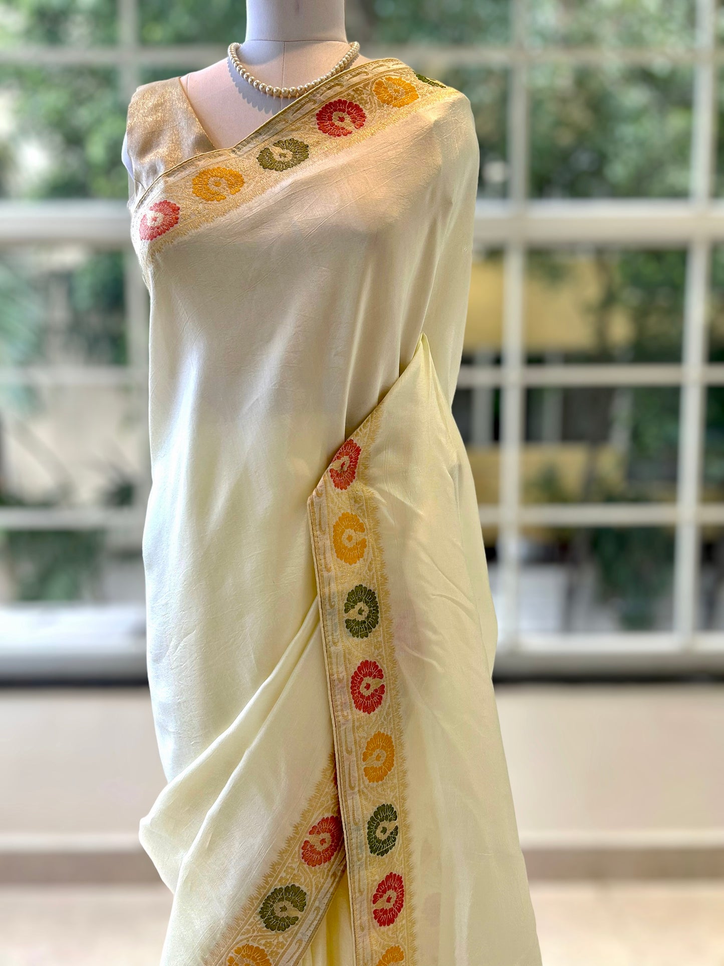 Off white silk saree