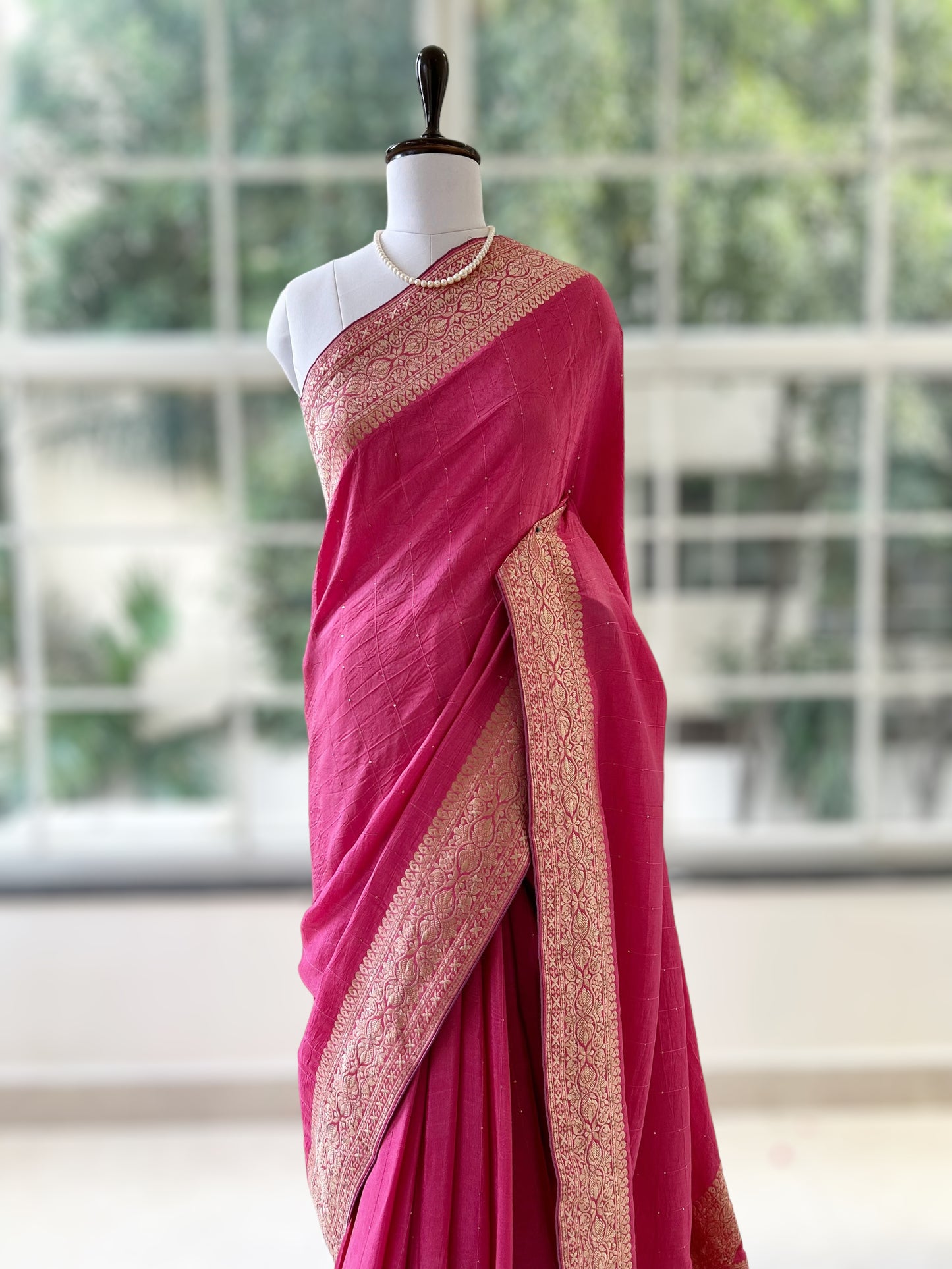 Onion pink sequins saree