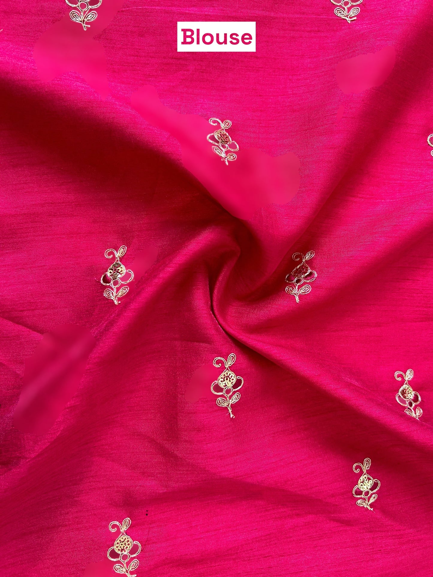 Aariwork crushed organza saree - Pink