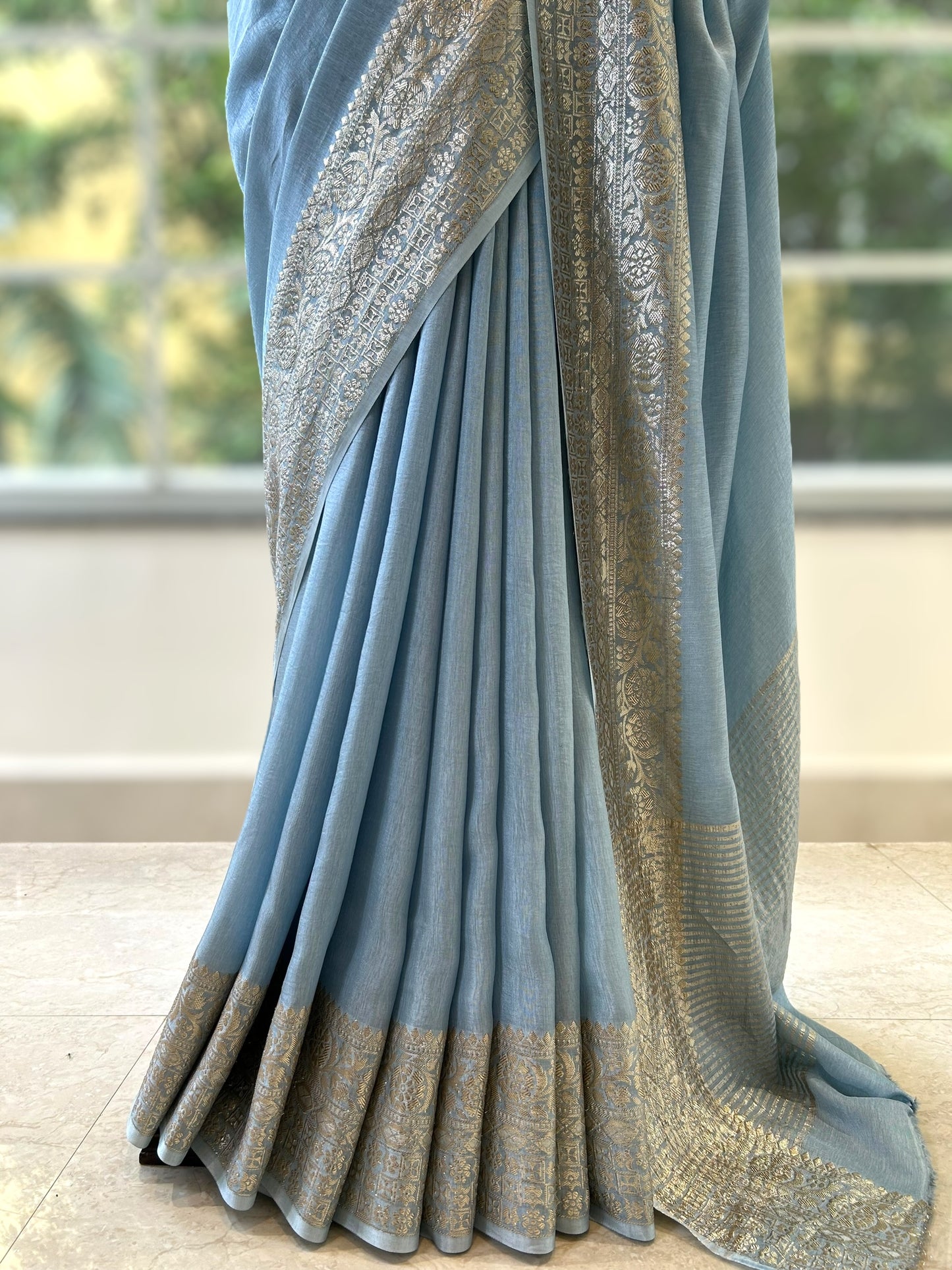 Dola silk saree - Sky blue