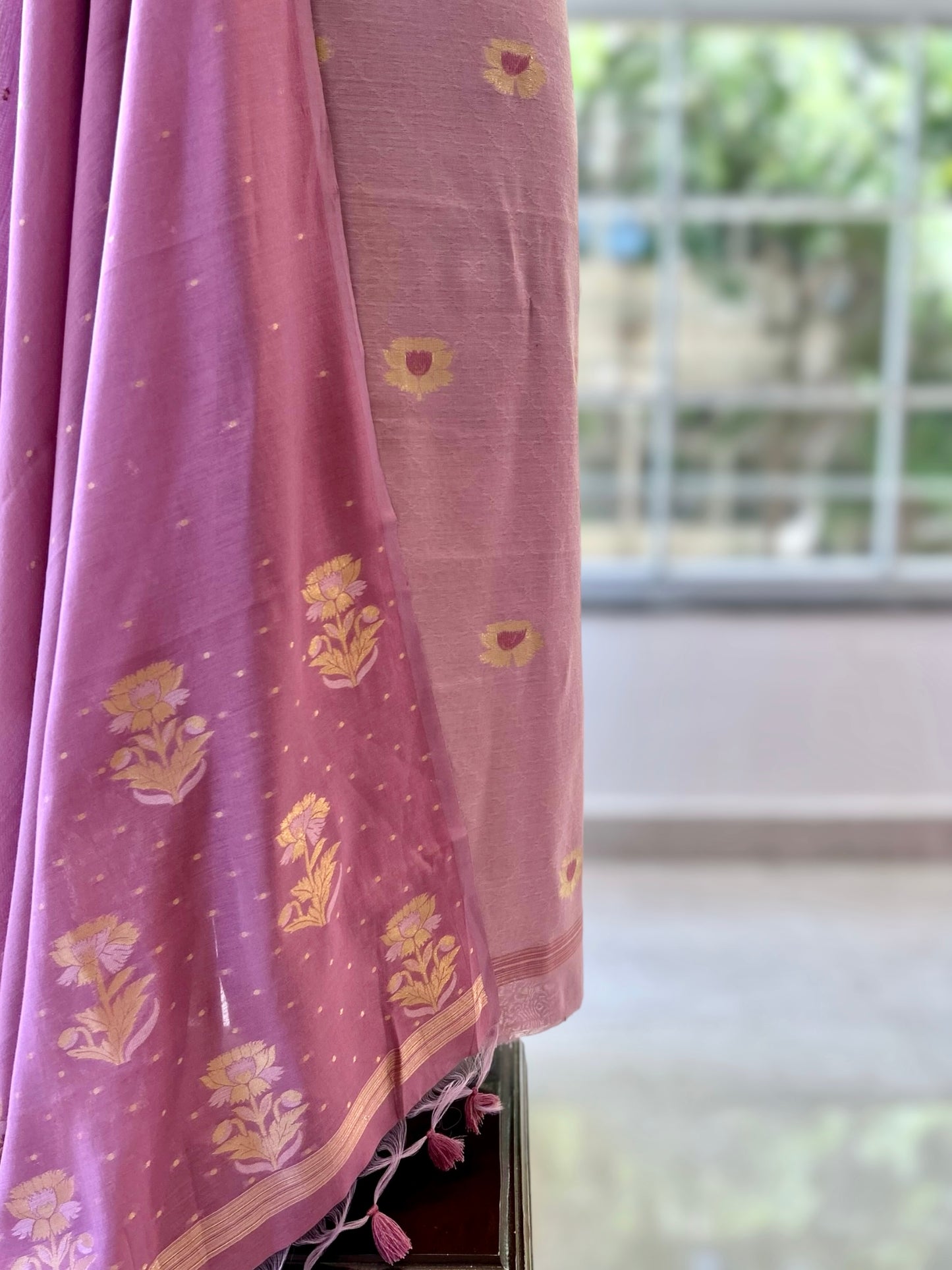 Purple pure soft chanderi cotton suit set