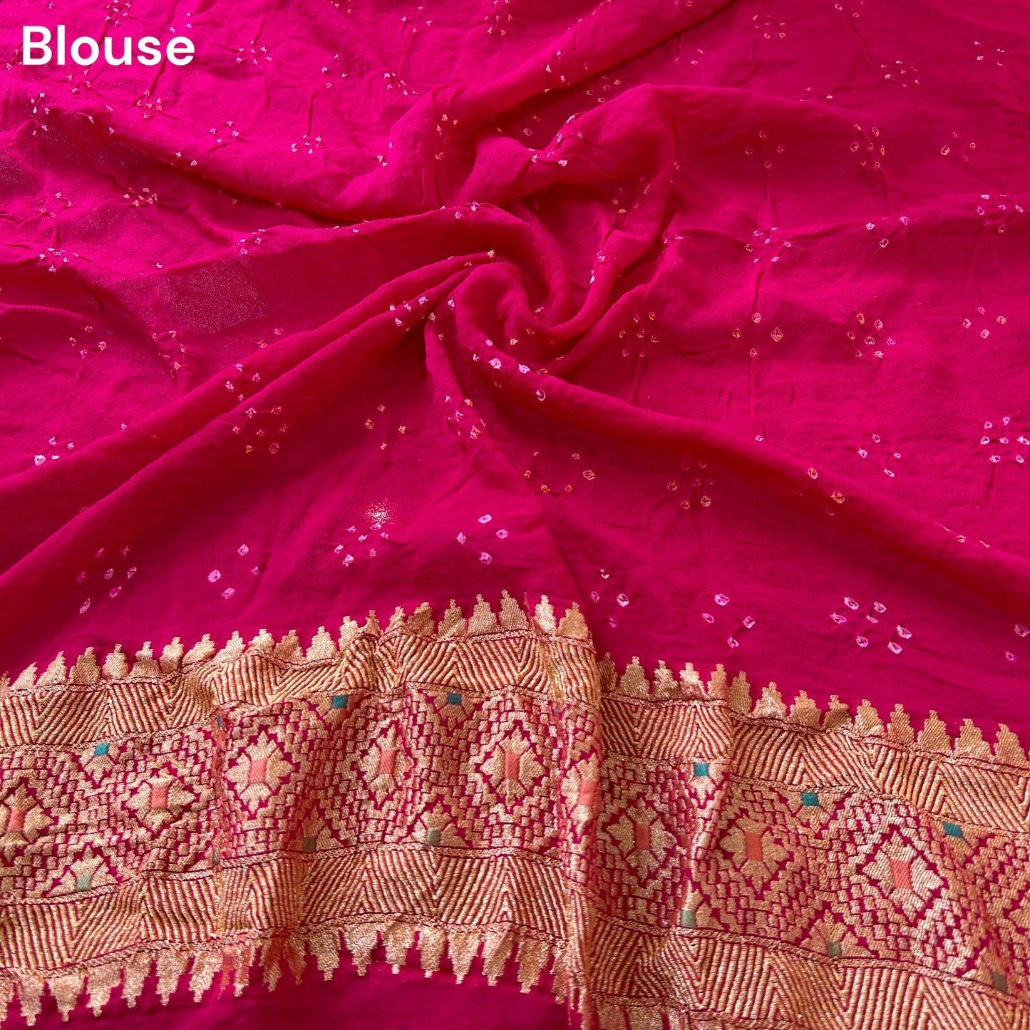 Magenta pure georgette bandhani saree