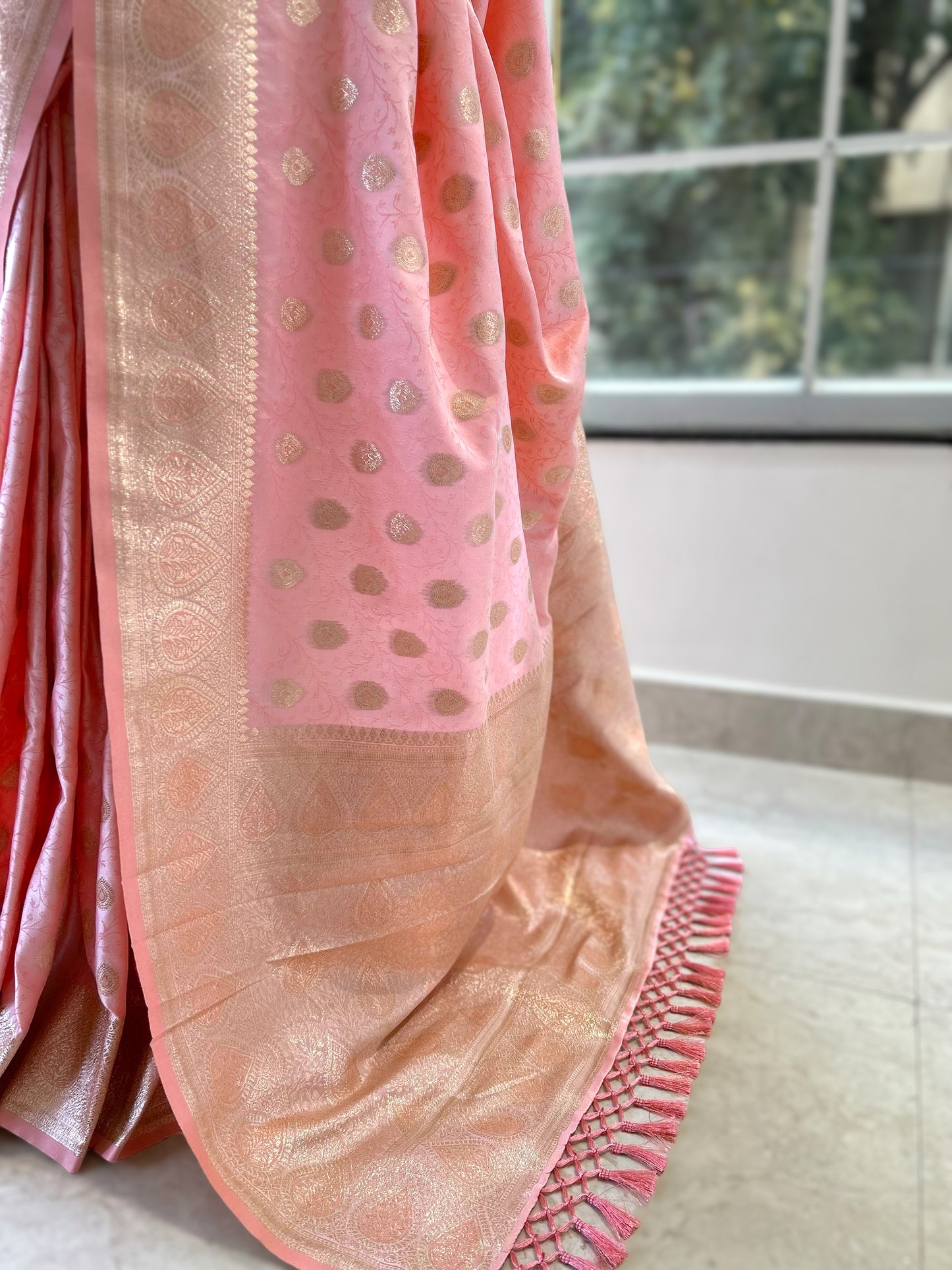 Zariwork silk saree - Baby Pink