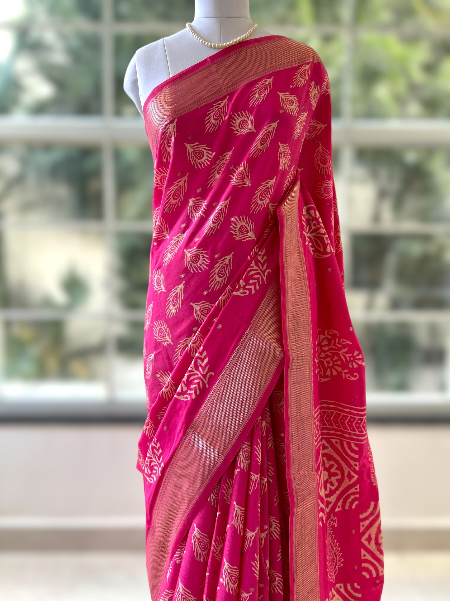 Pink pure soft cotton saree