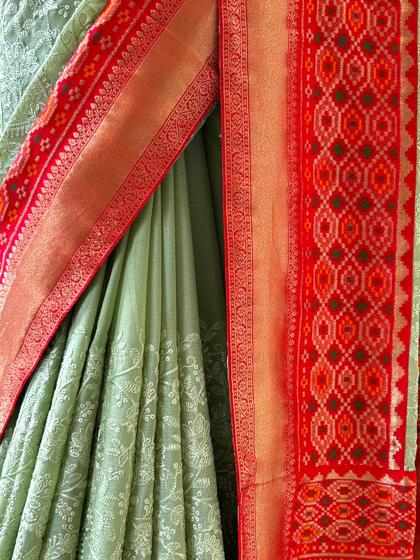 Chikankari Saree - Green