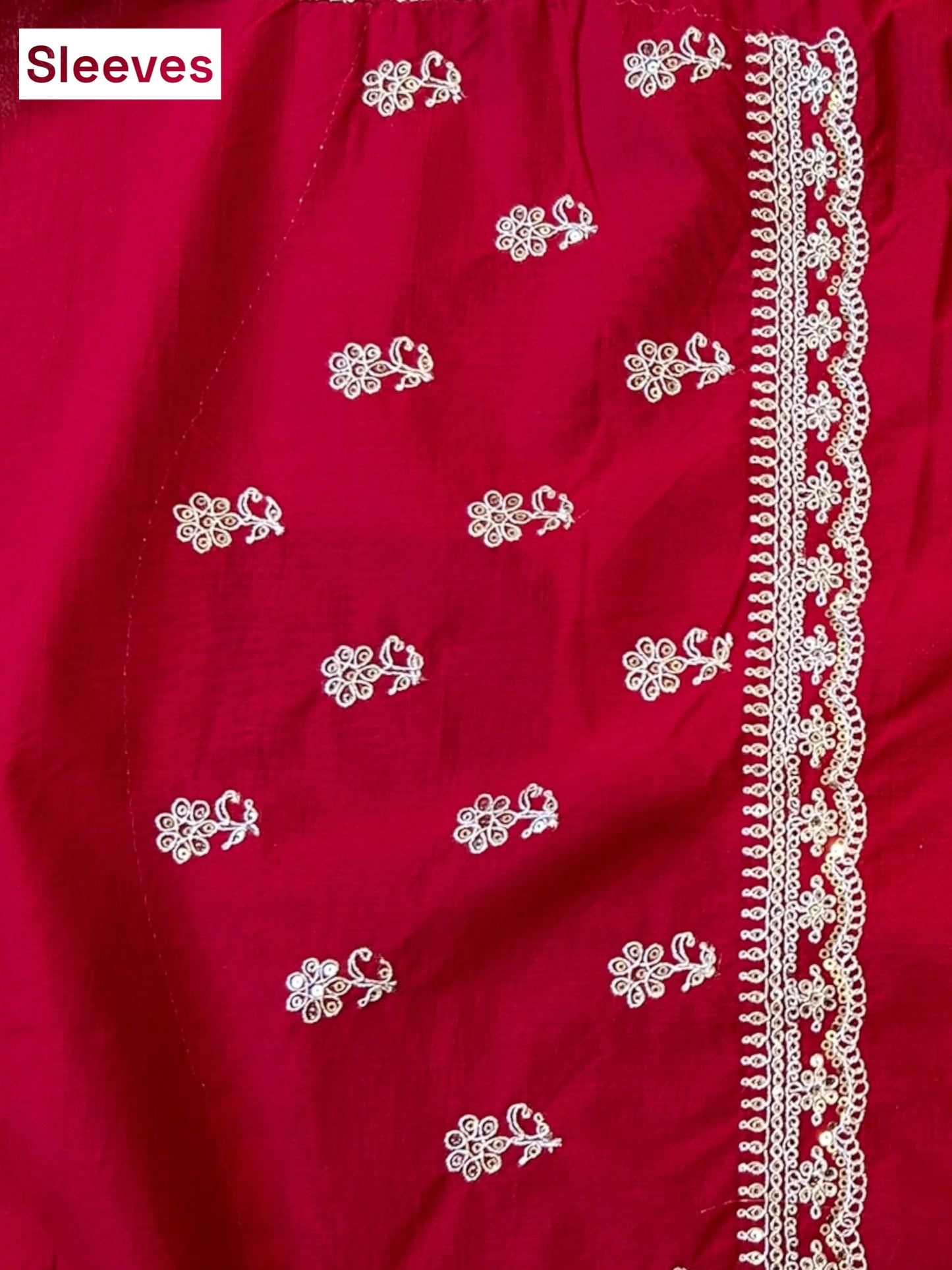 Red organza embroidered saree