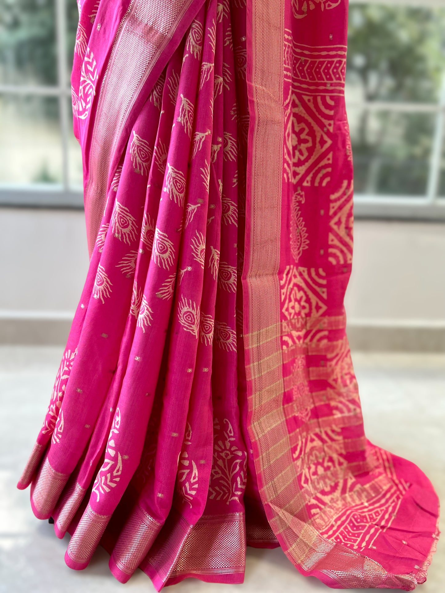 Pink pure soft cotton saree