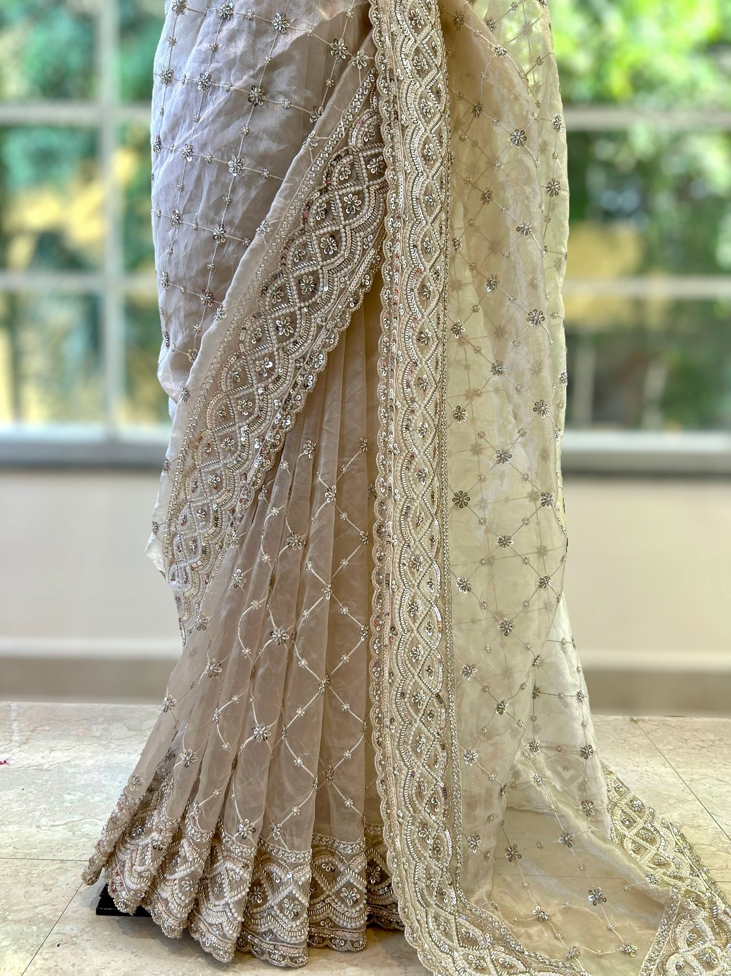 Handwork organza saree