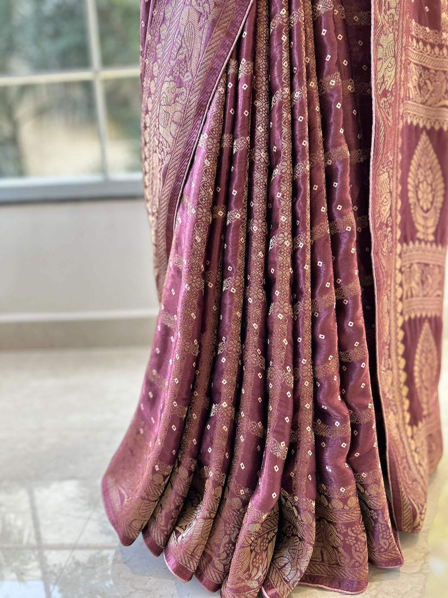 Purple modal satin saree