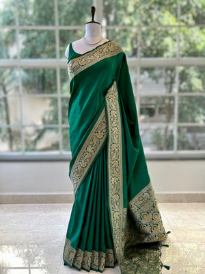 Soft silk saree - Bottle green