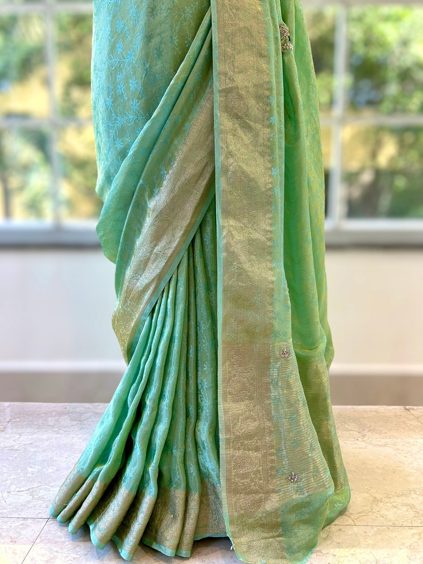 Soft tissue saree - Green