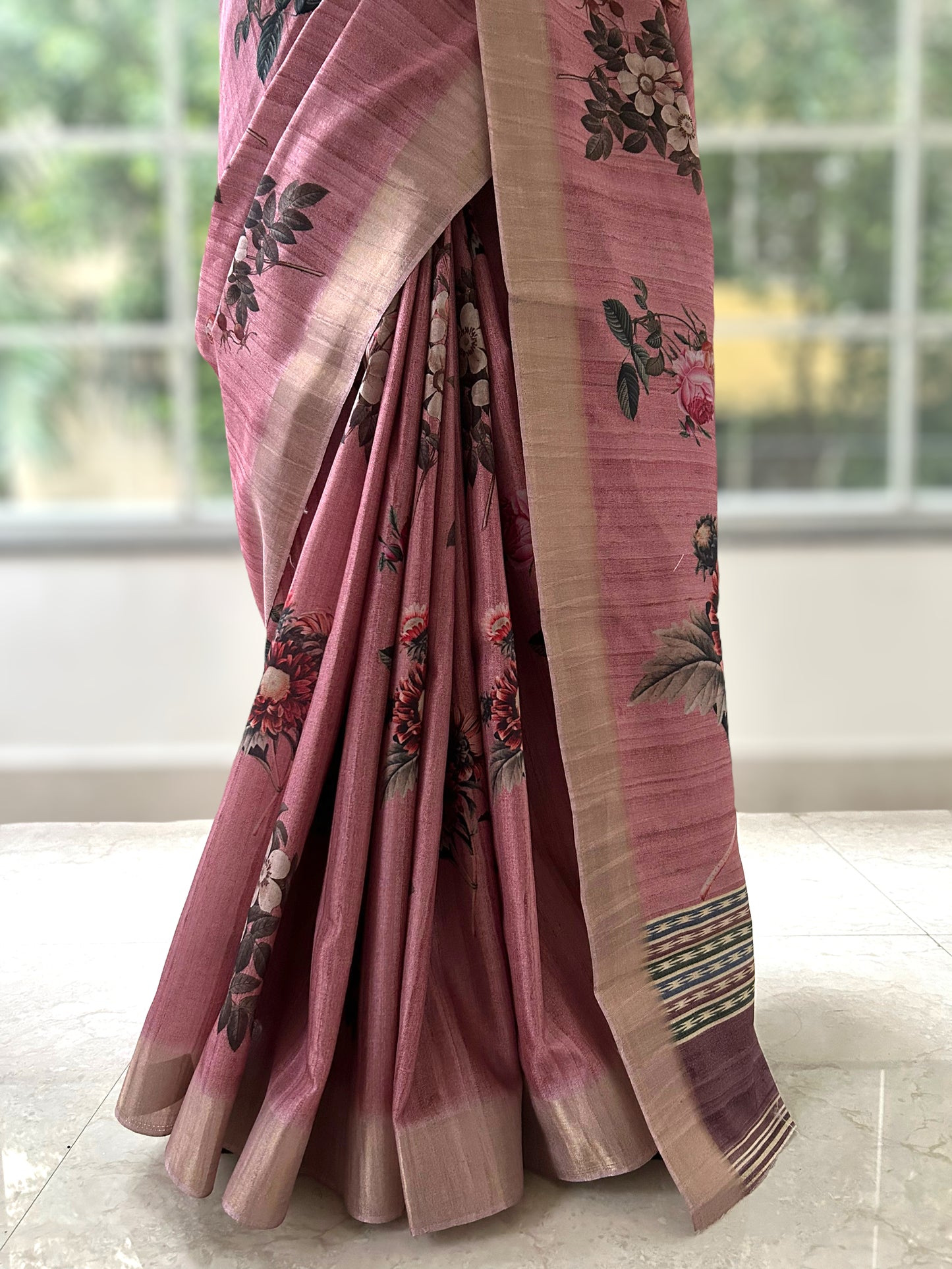 Pink Floral saree