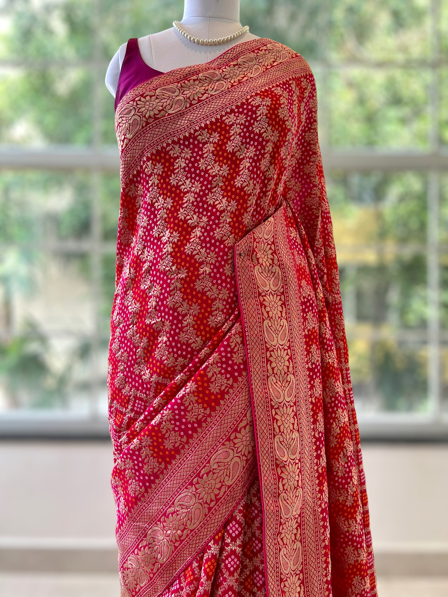 Georgette bandhani saree