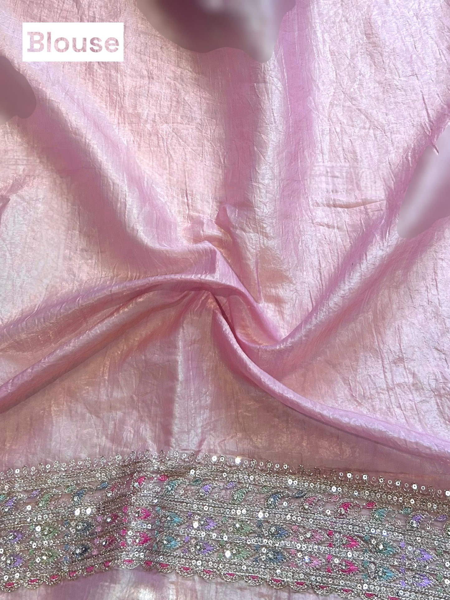 Soft organza work saree - Pink