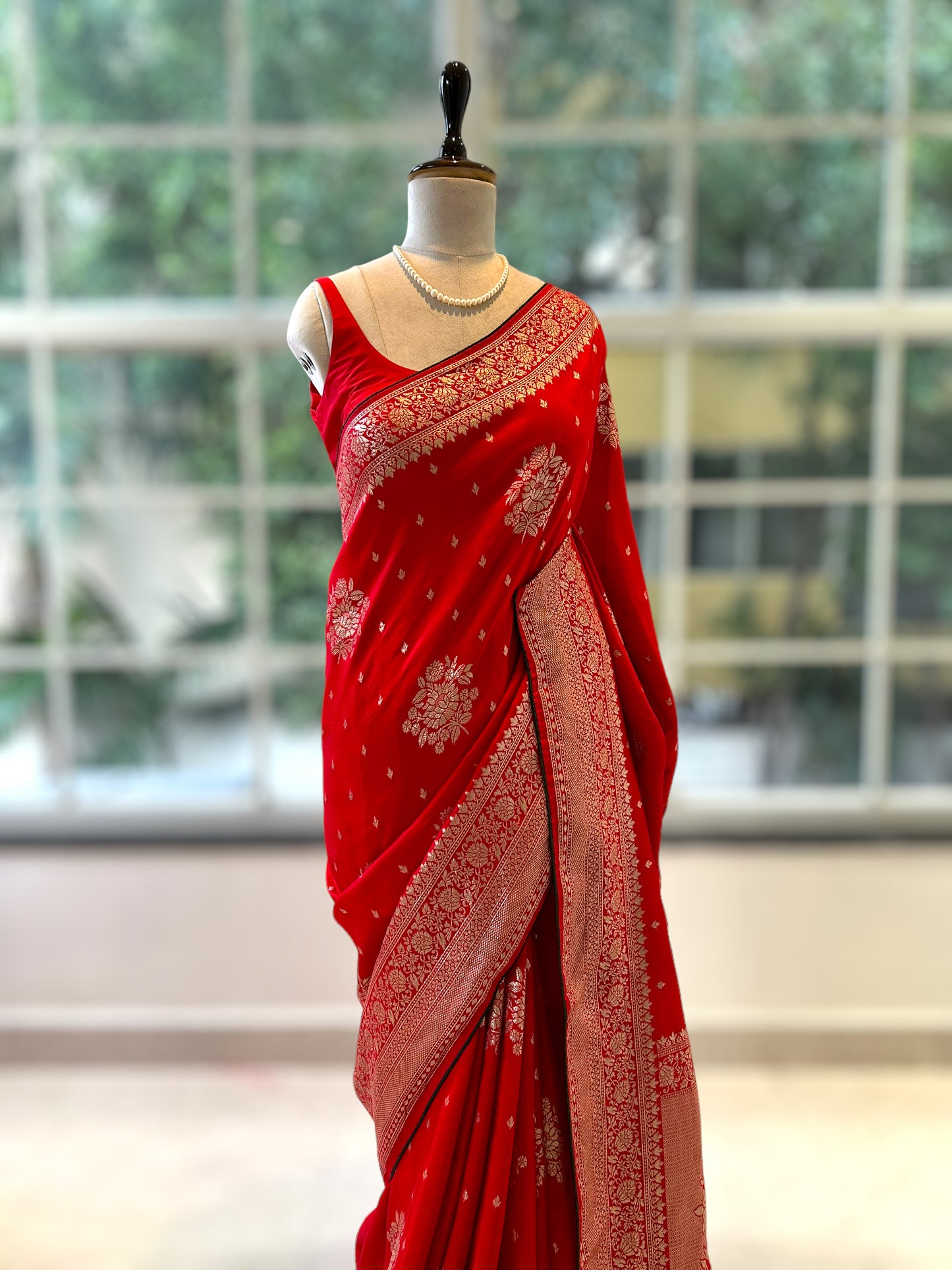 Red dola silk saree