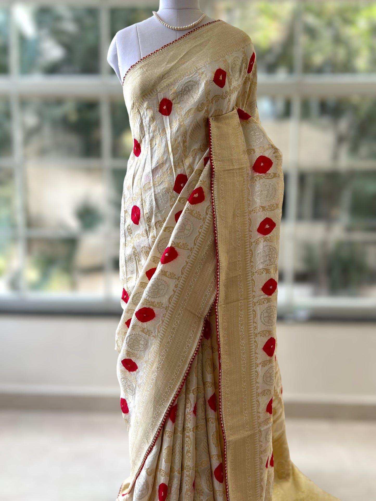 White gharchola saree