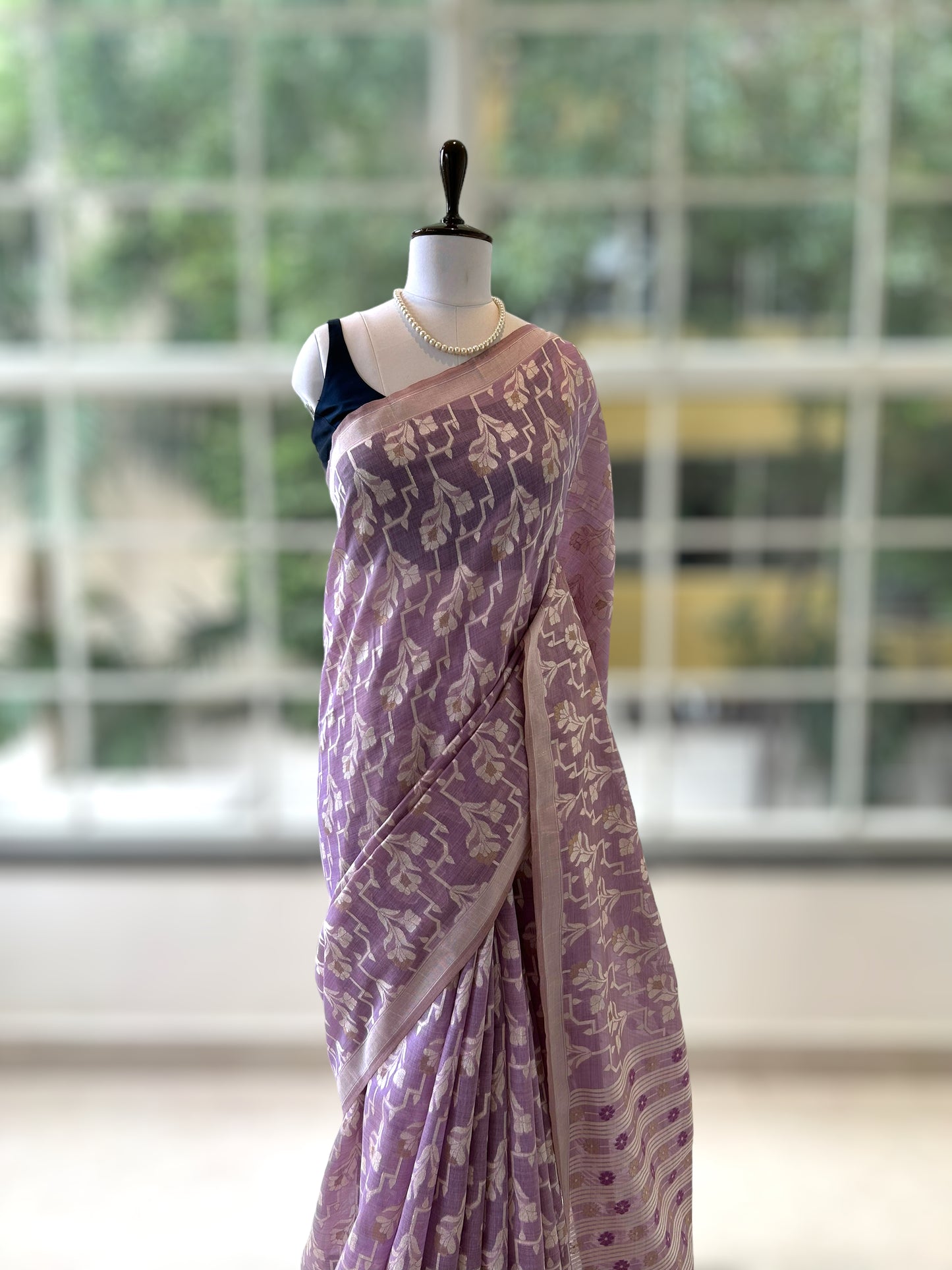 Purple handloom cotton saree