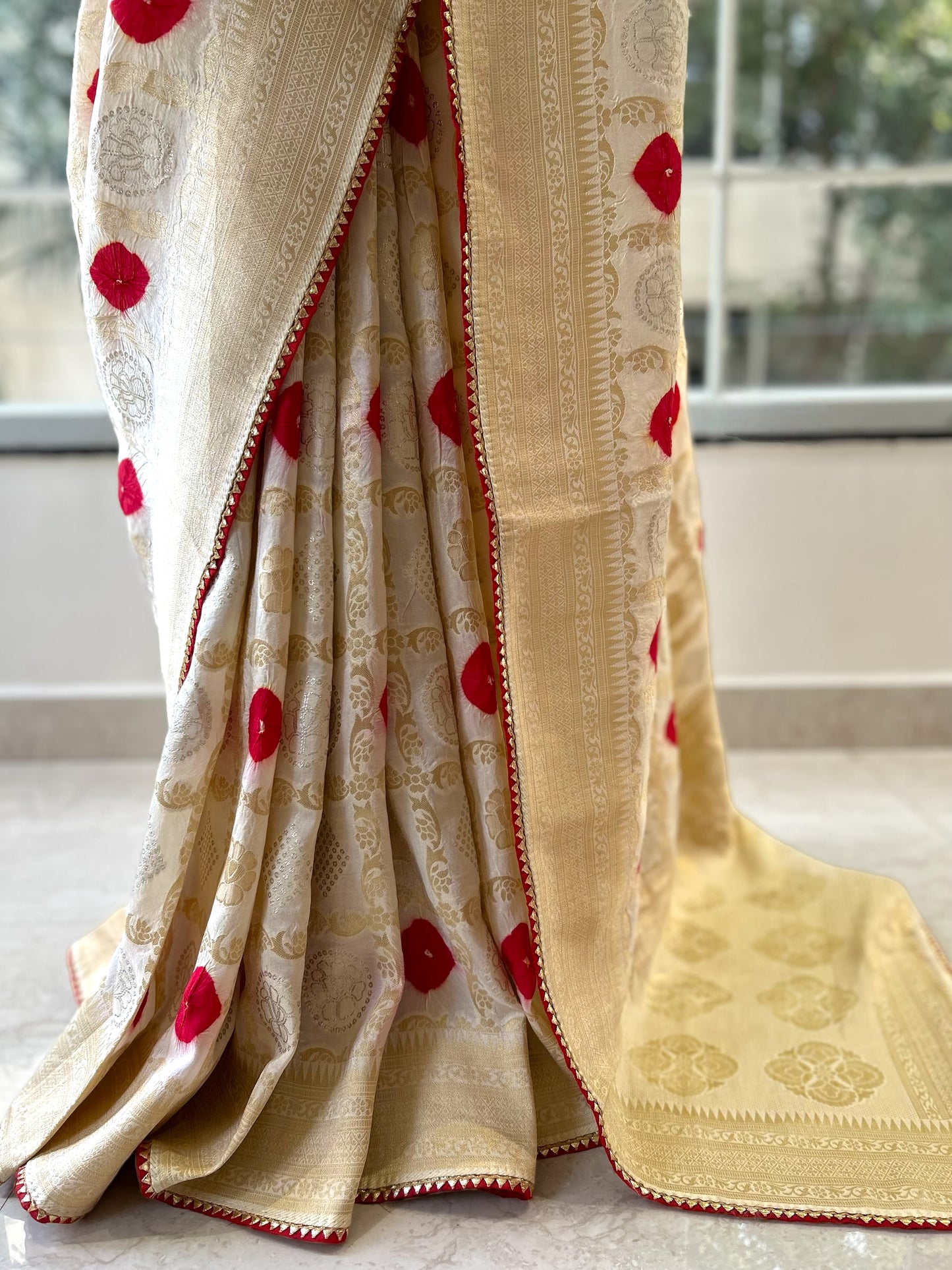 White gharchola saree