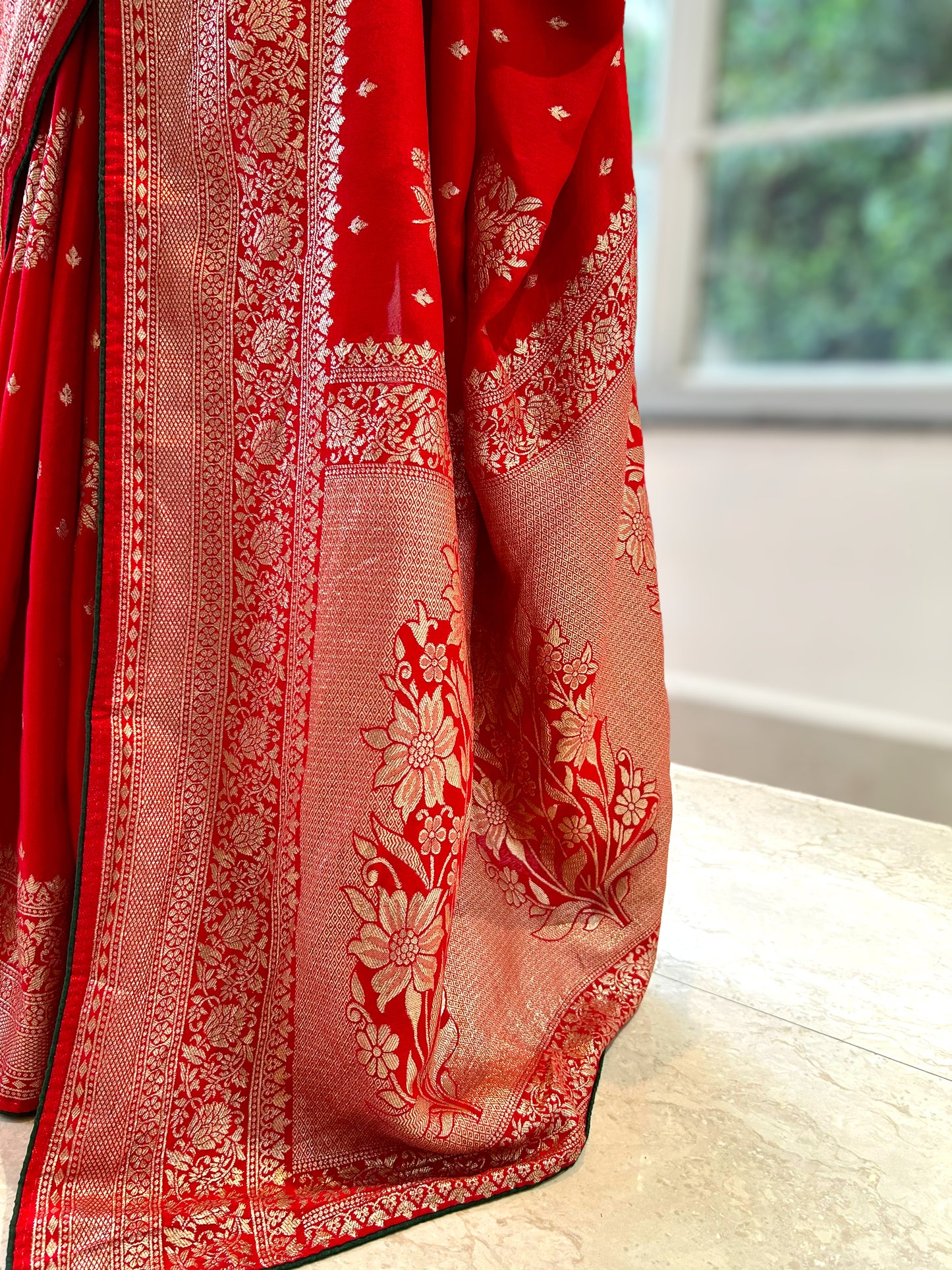 Red dola silk saree