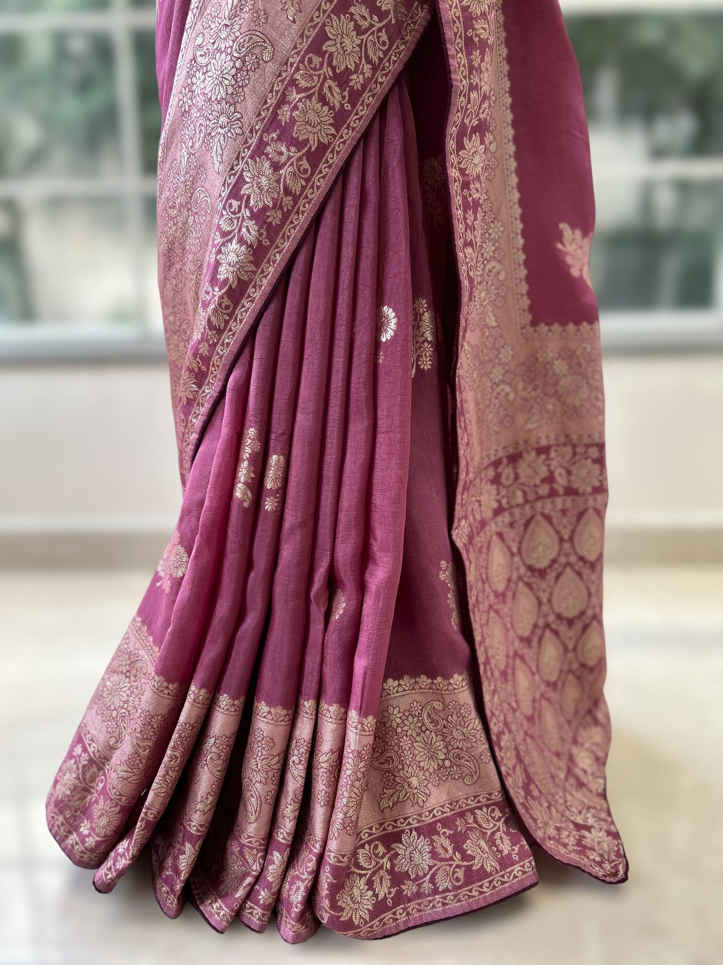 Purple dola silk saree