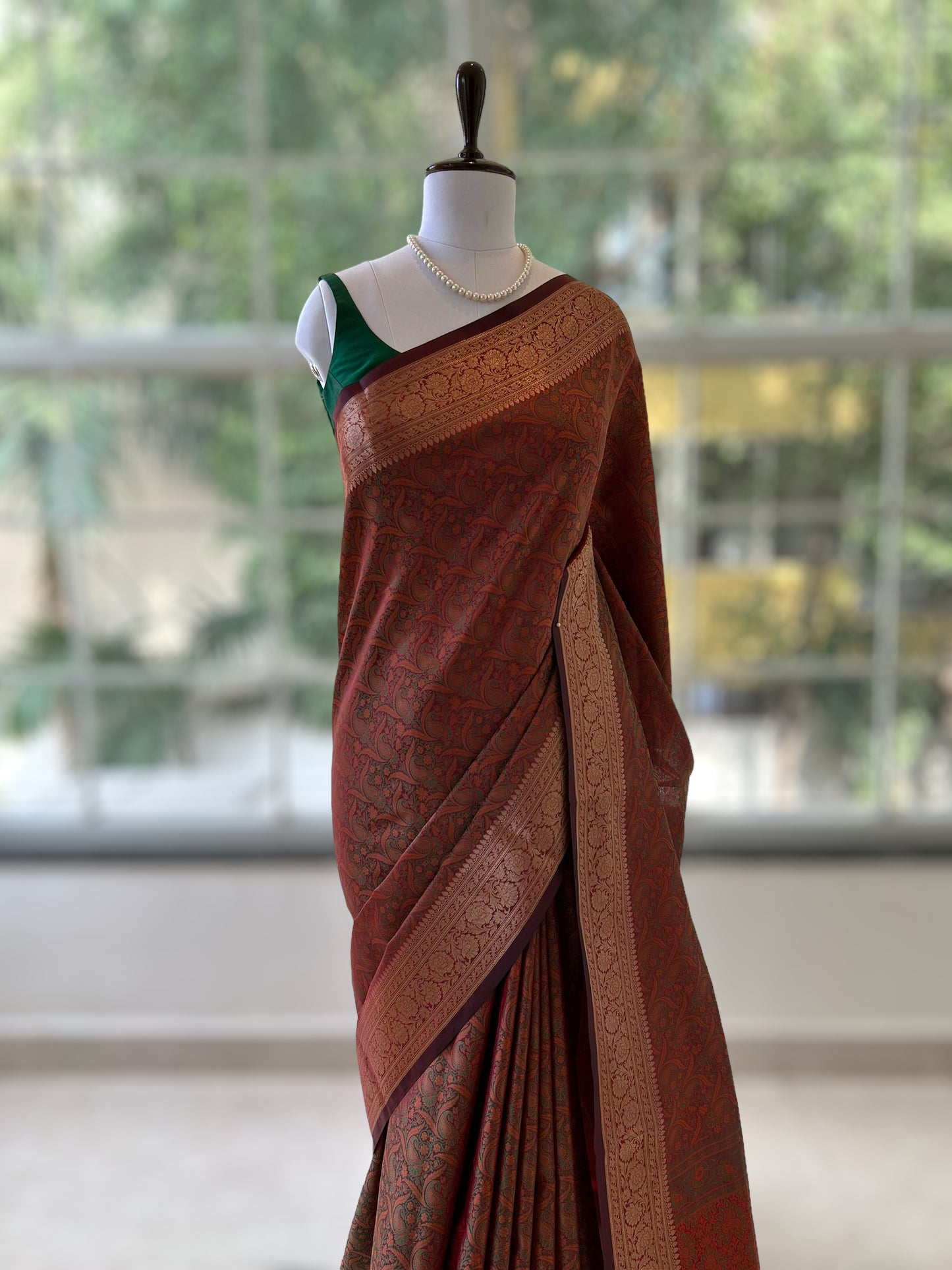 Soft silk printed saree - Brown