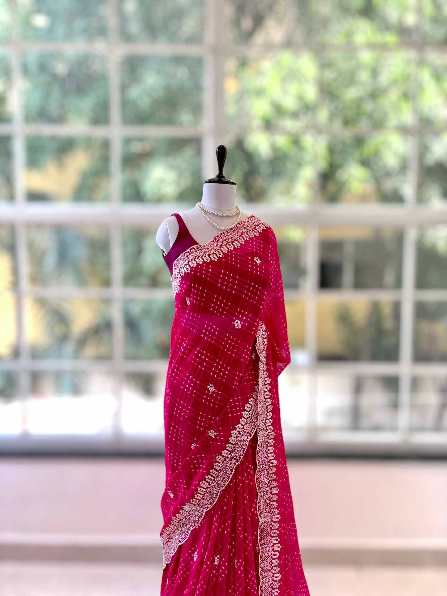 Georgette motara saree - Pink