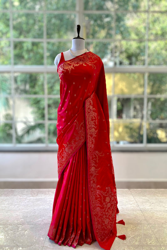 Red soft silk saree