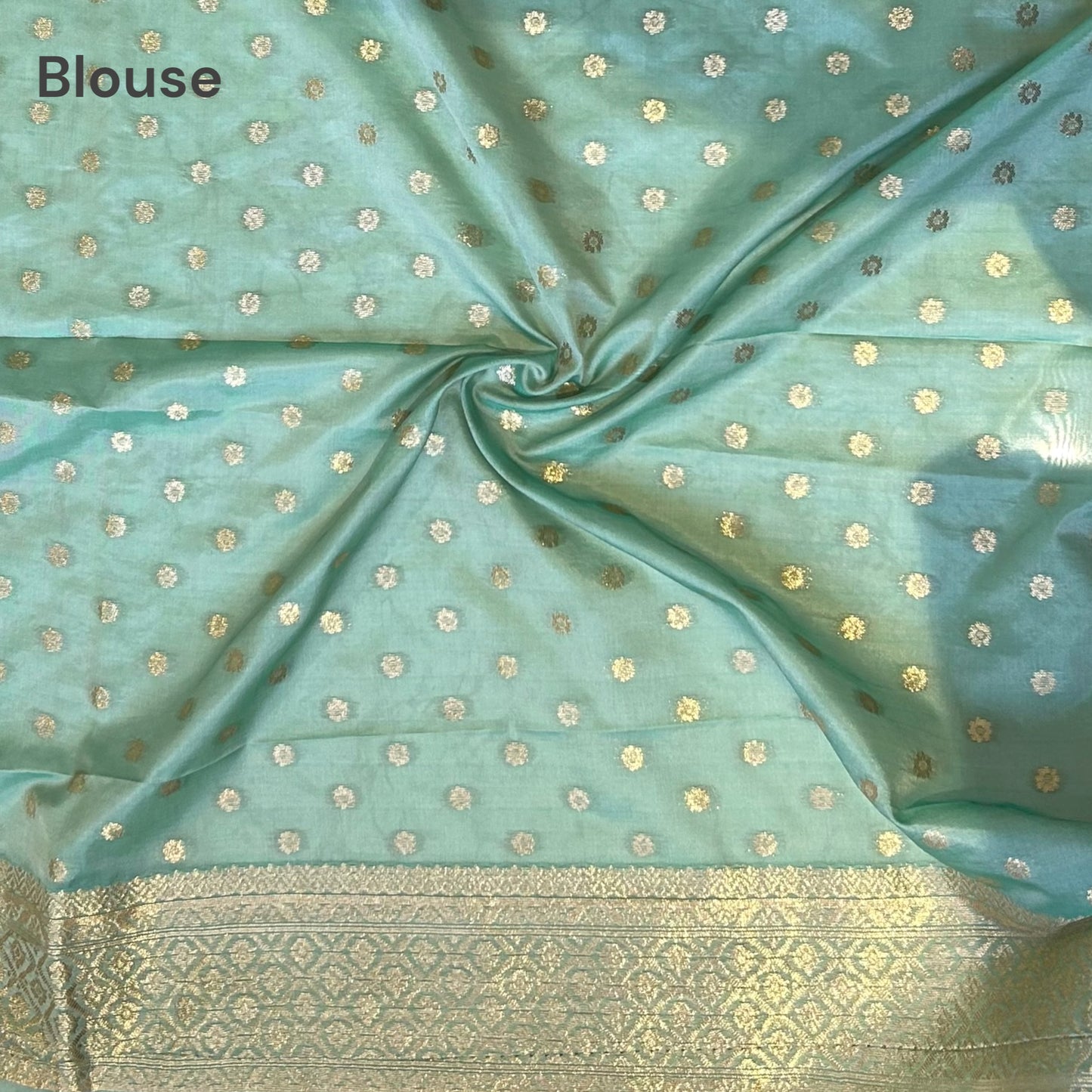 Sea green crepe silk saree