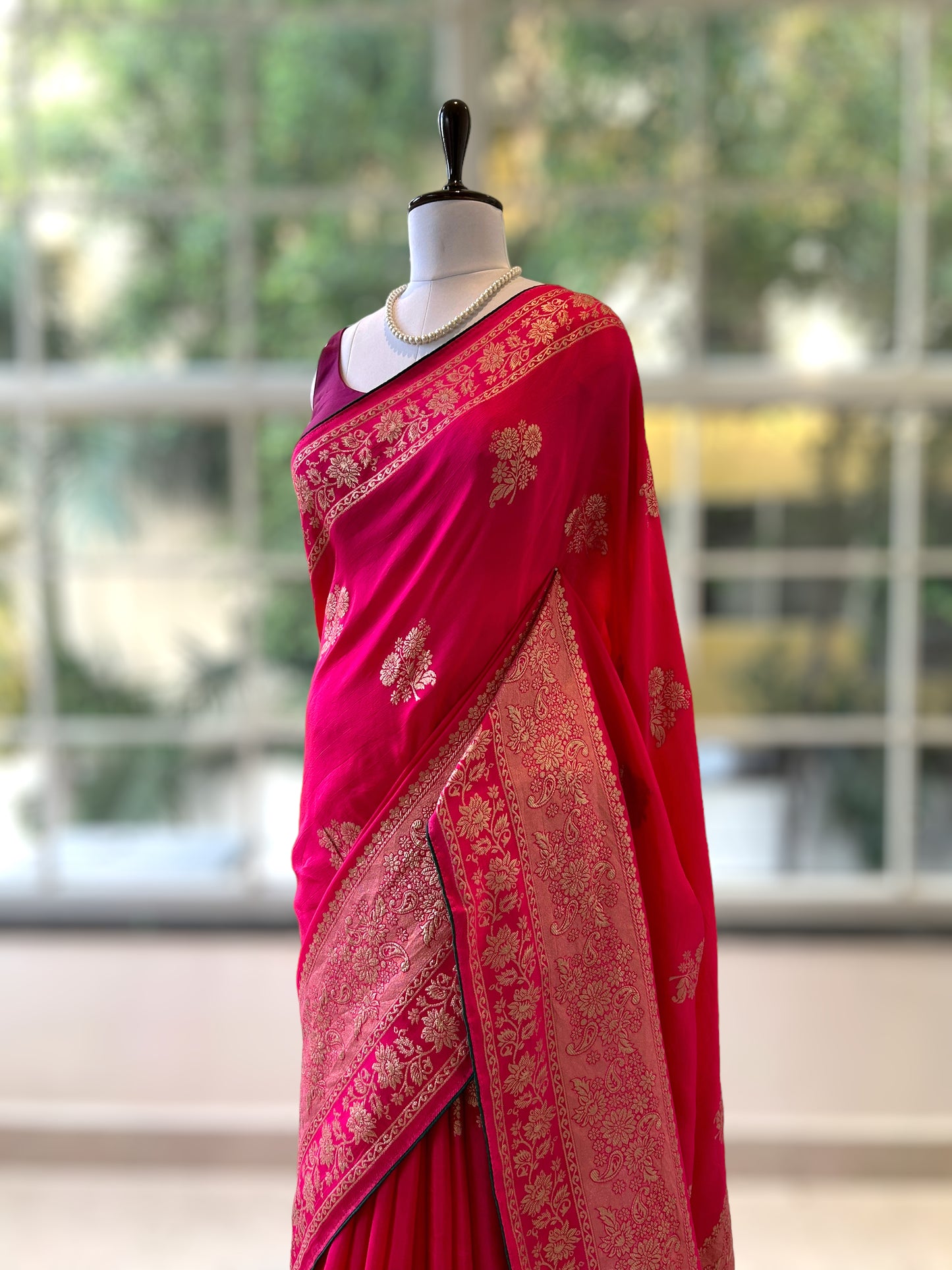 Rani pink Pure Dola silk saree