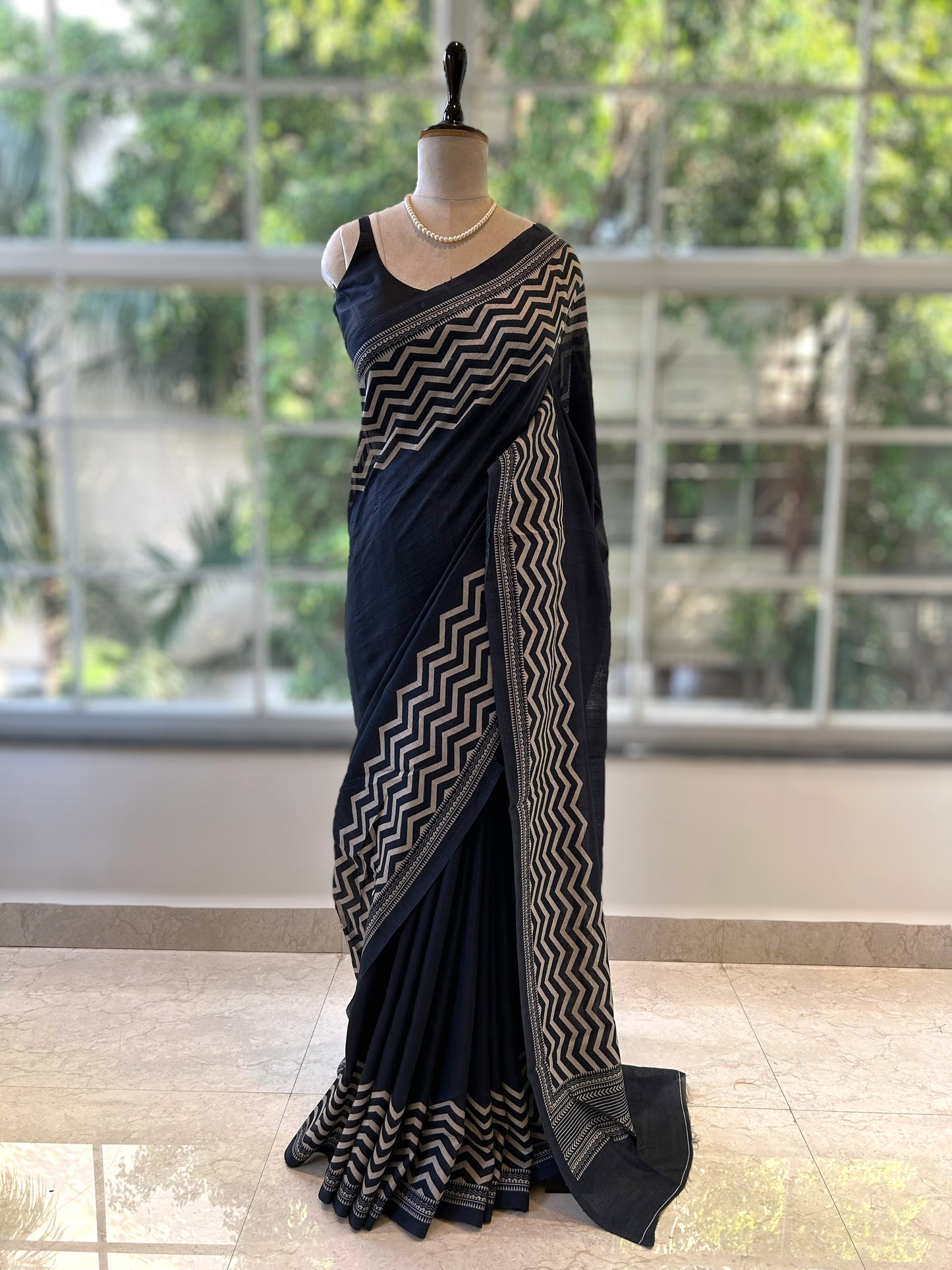 Black tussar silk saree