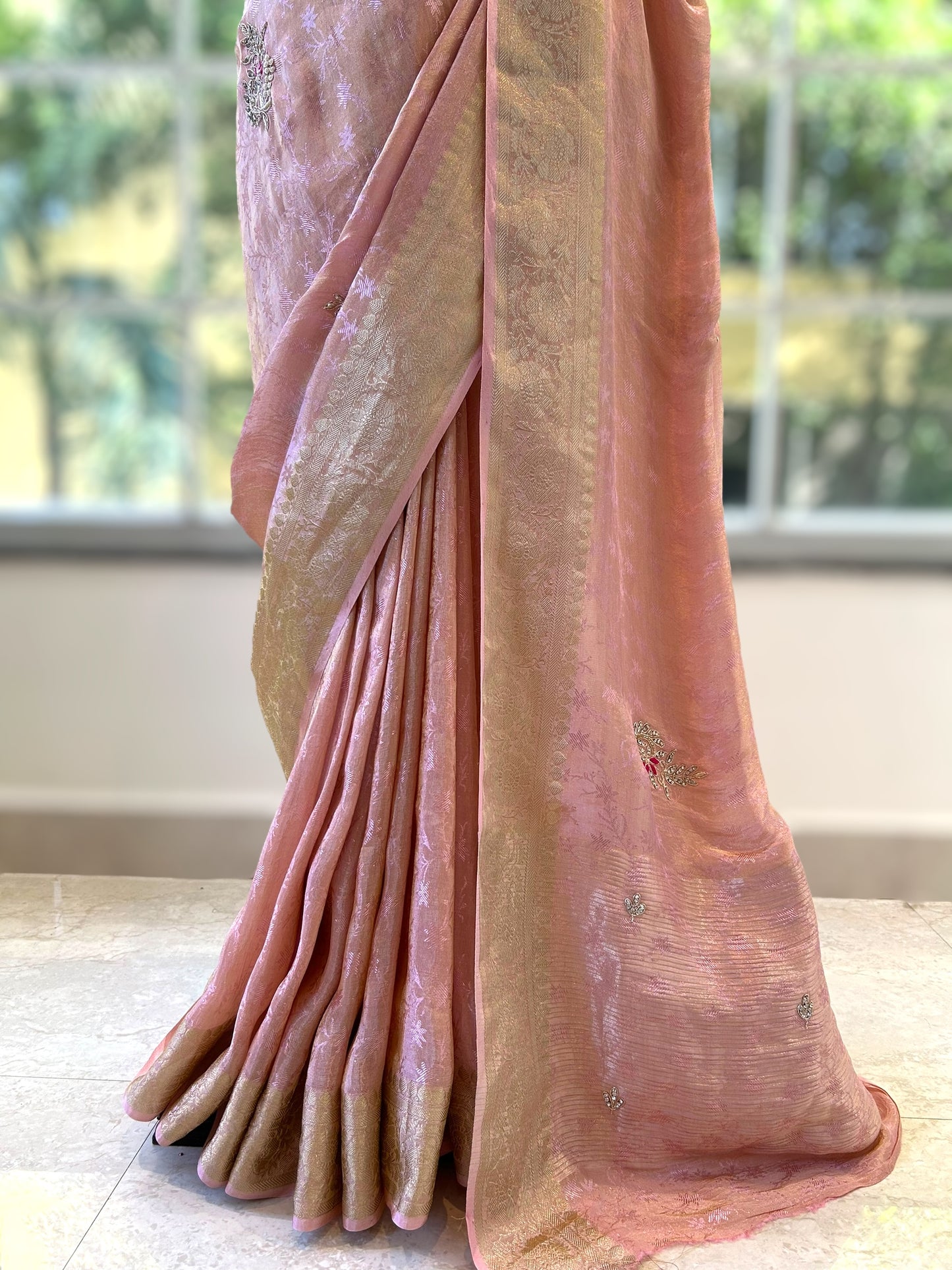 Soft tissue saree - Pink