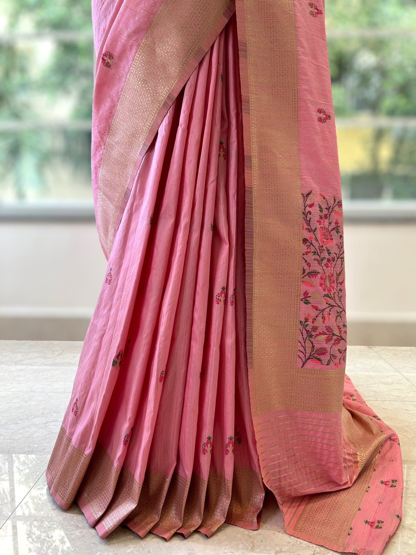 Cotton silk saree - Pink