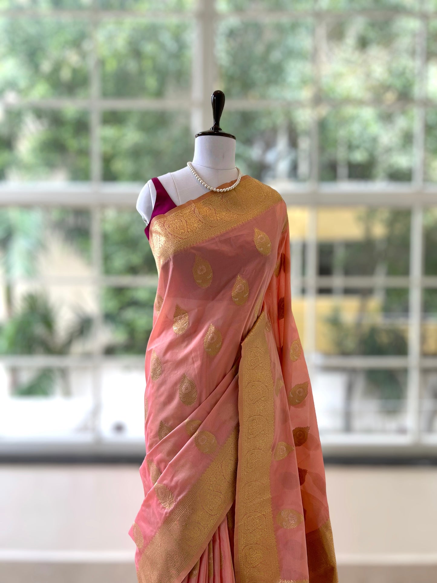 Banarasi soft silk saree - Soft pink