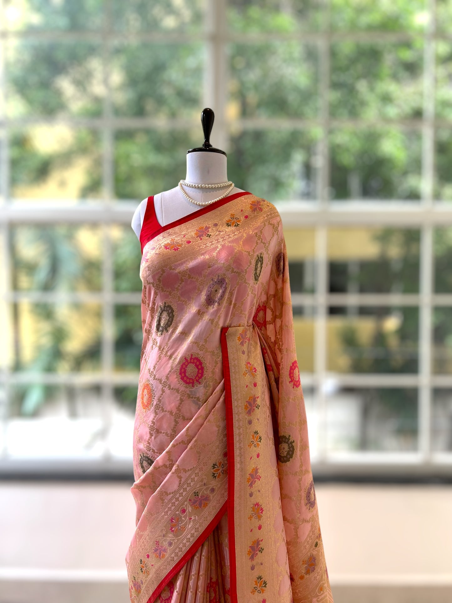 Zari silk saree - Baby Pink