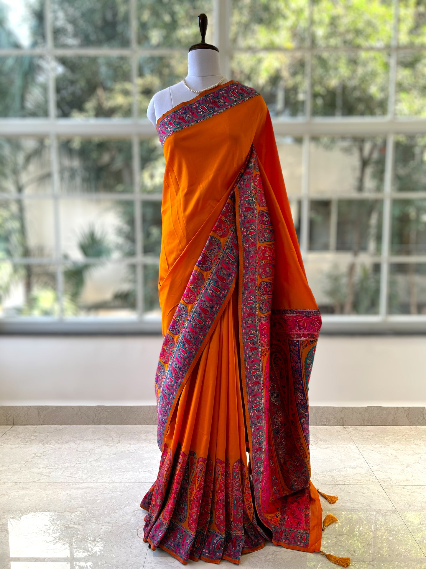 Orange silk saree