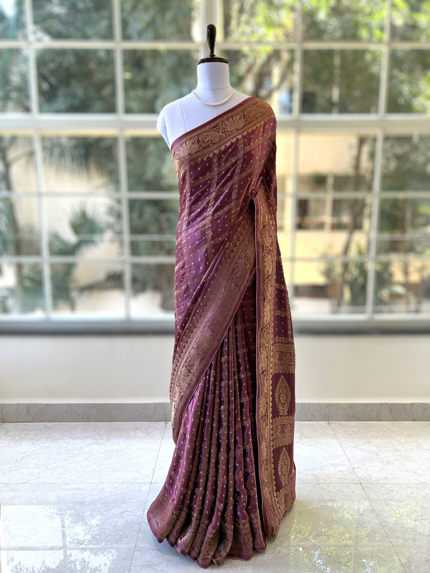 Purple modal satin saree