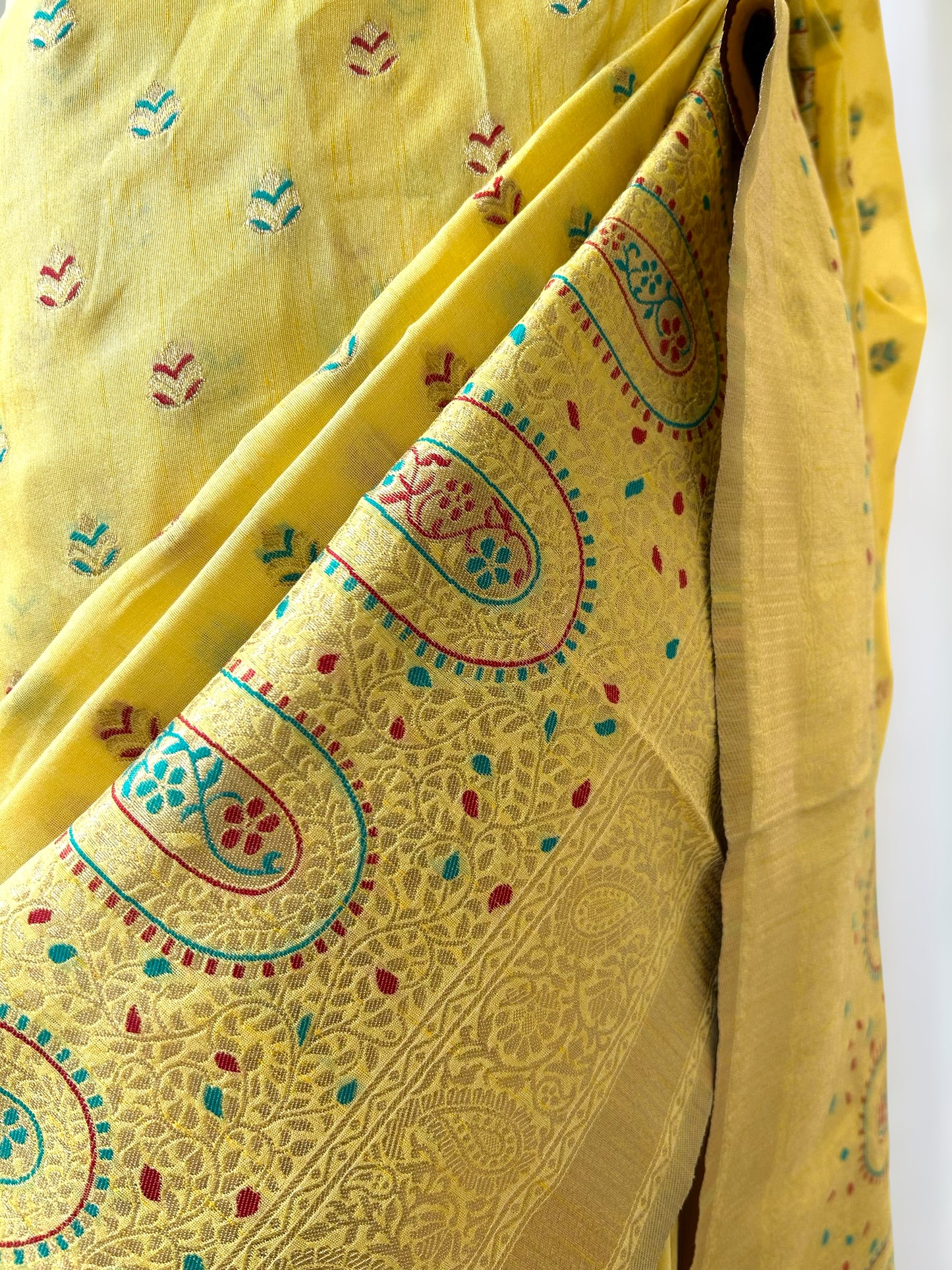 Yellow silk saree