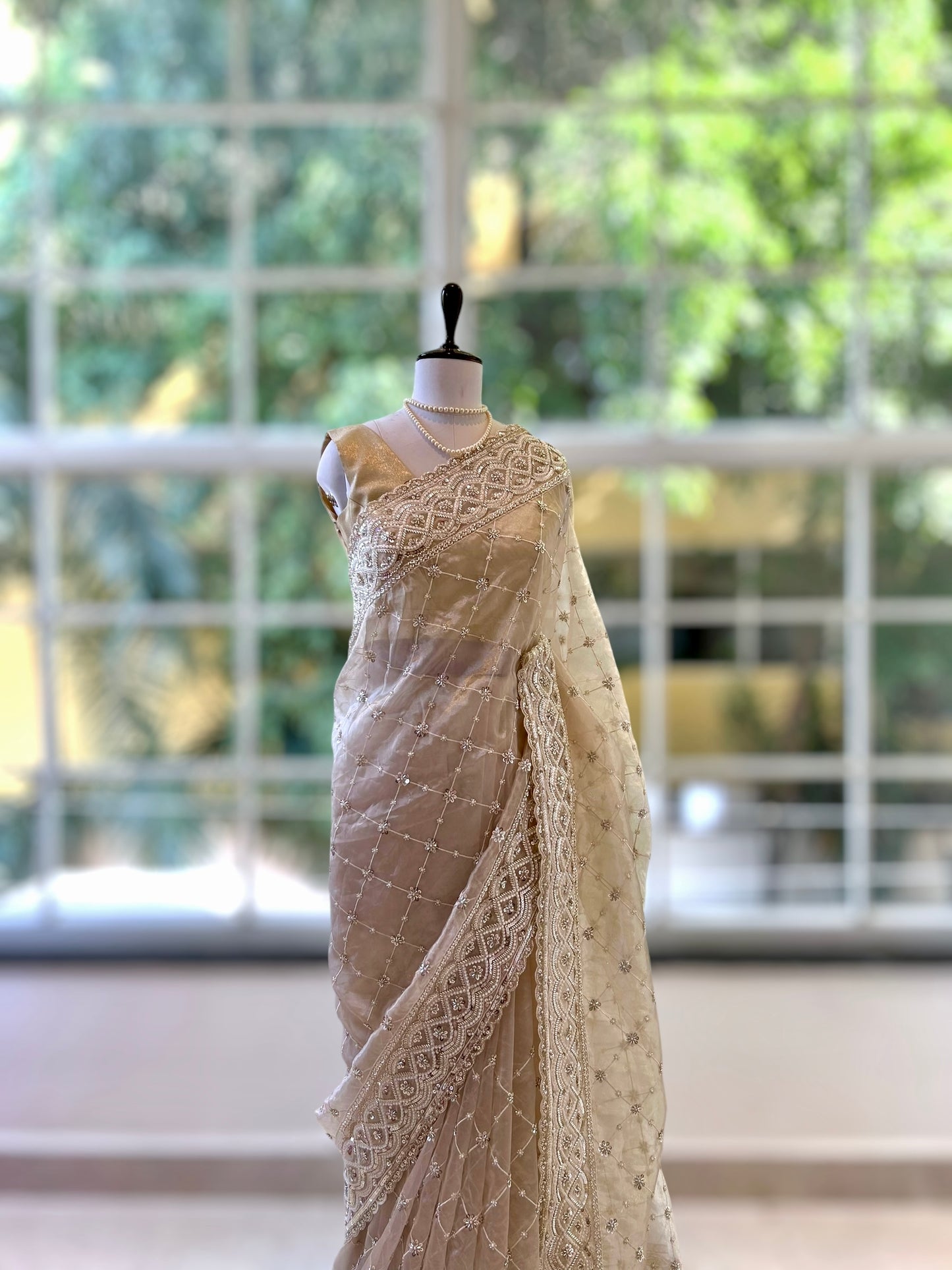 Handwork organza saree