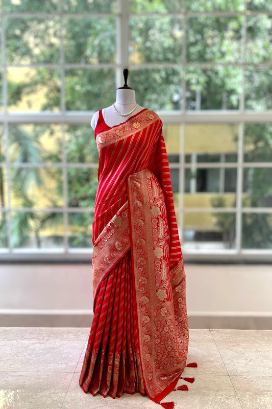 Red soft silk saree