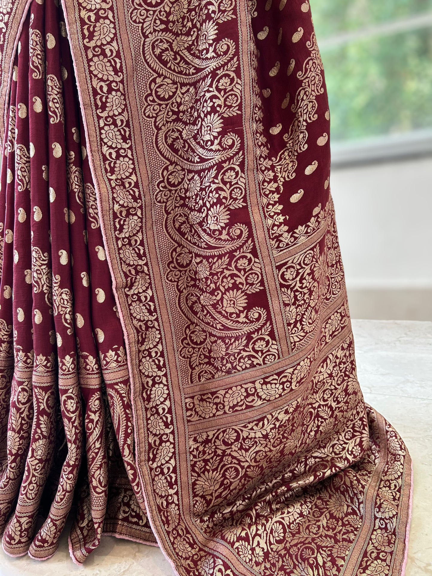 Brown Dola silk saree