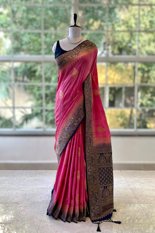 Pink soft silk saree