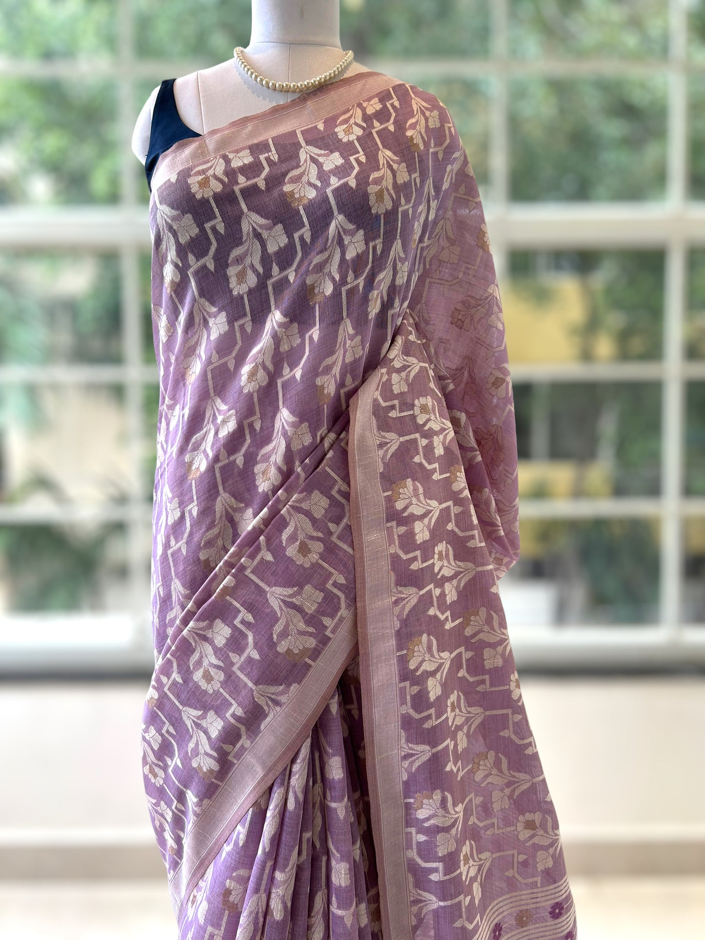 Purple handloom cotton saree