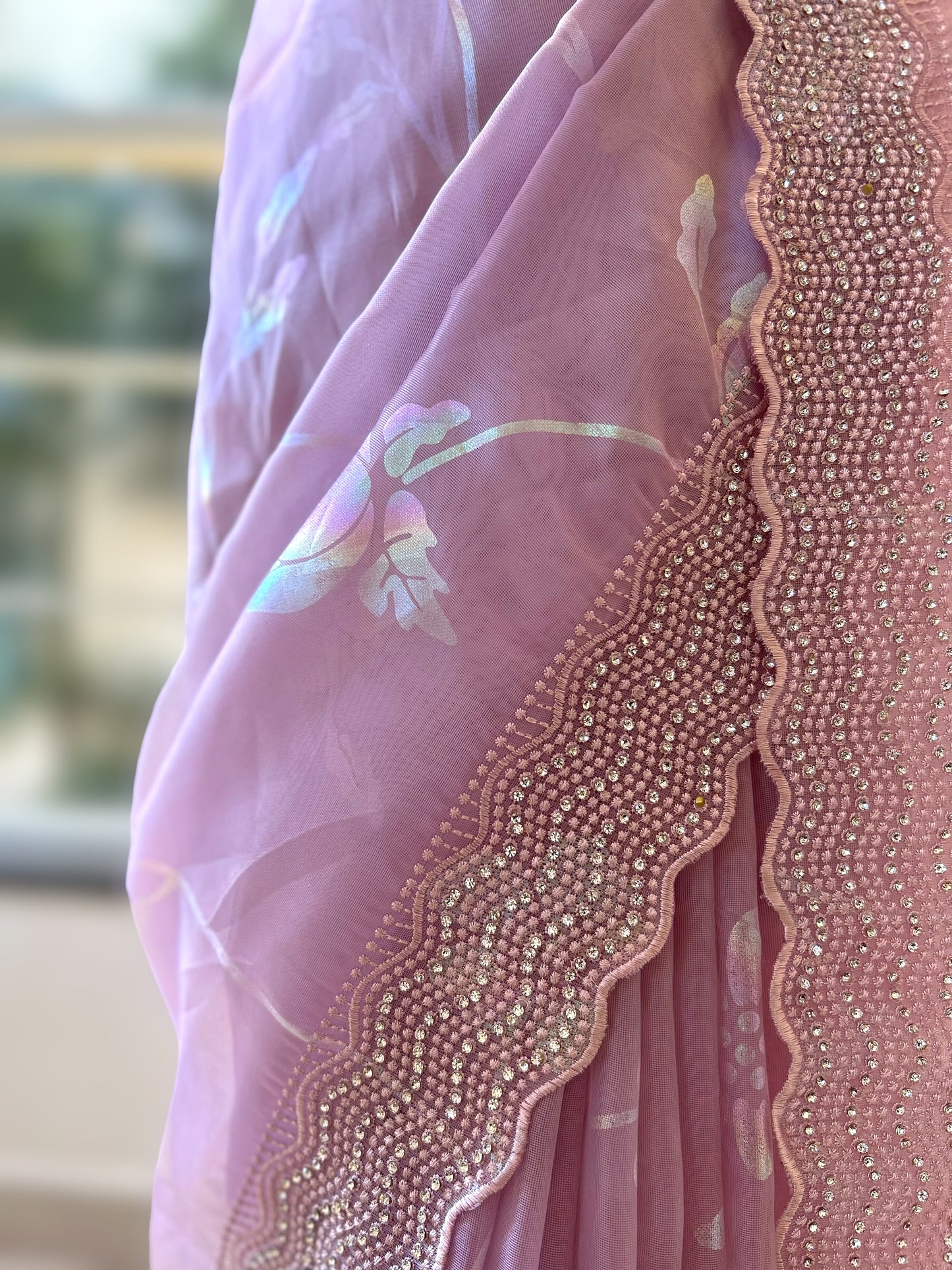 Lavender organza saree