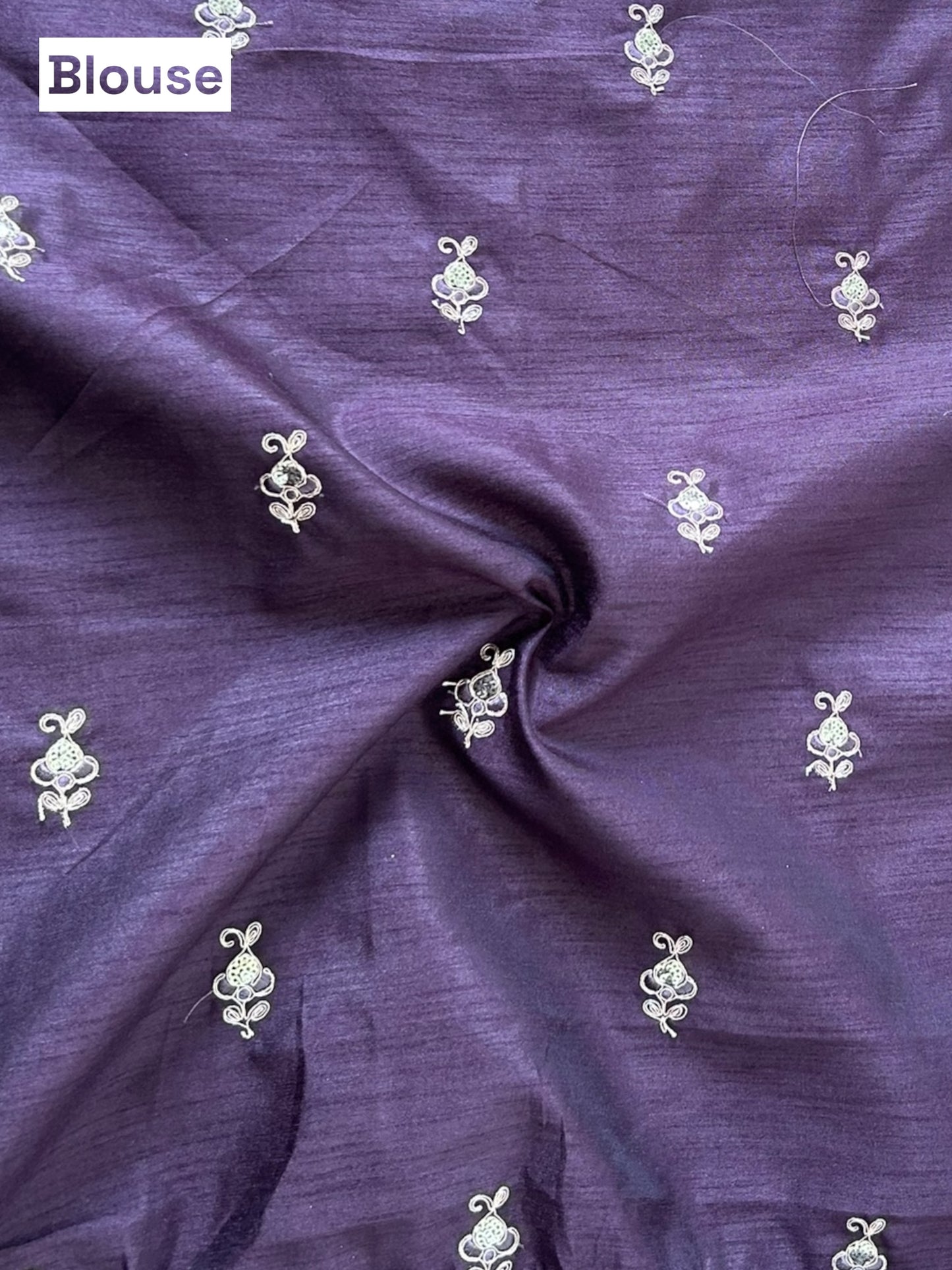 Aariwork crushed organza saree - Purple