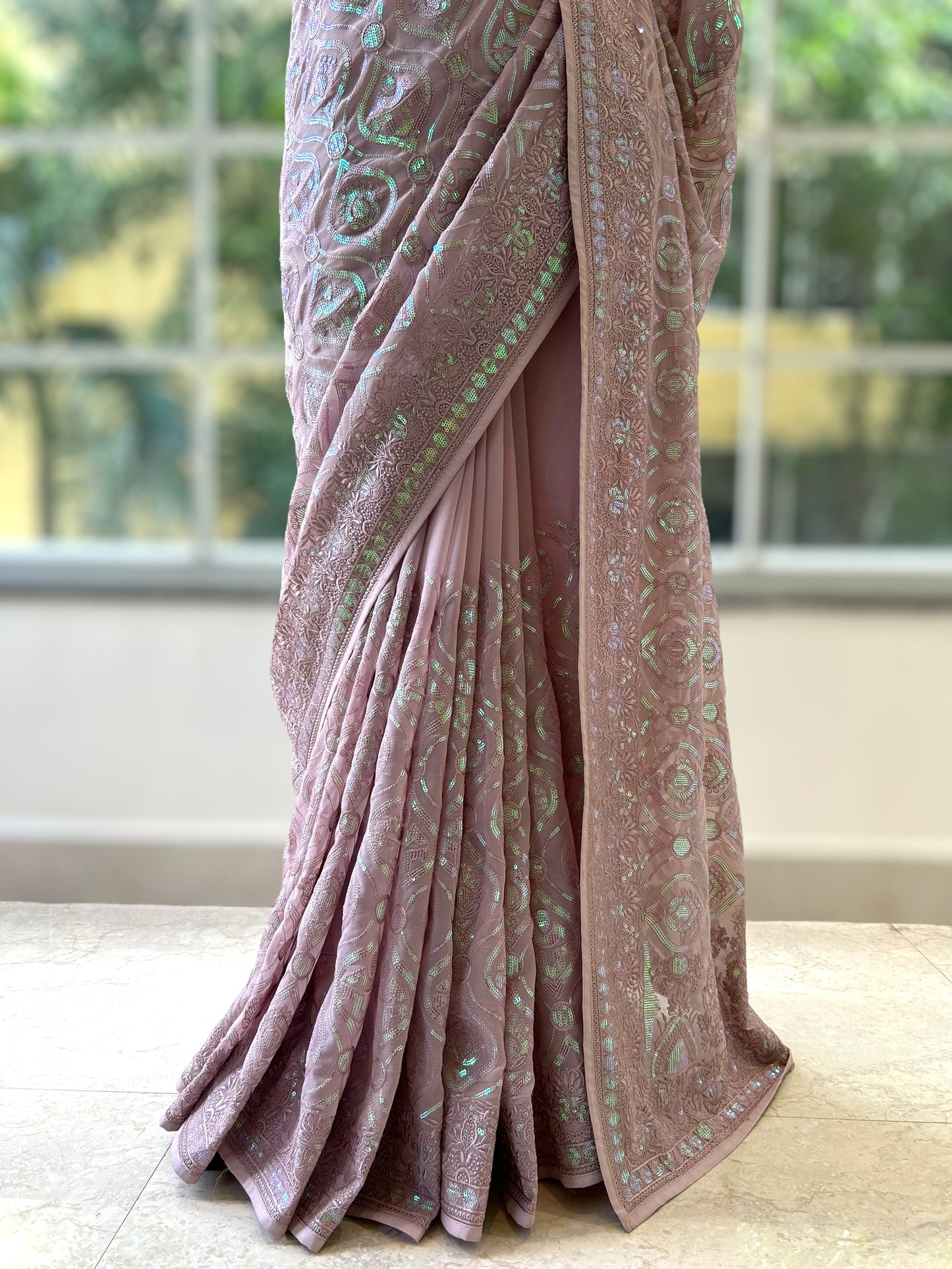 Pure georgette sequins saree - Purple